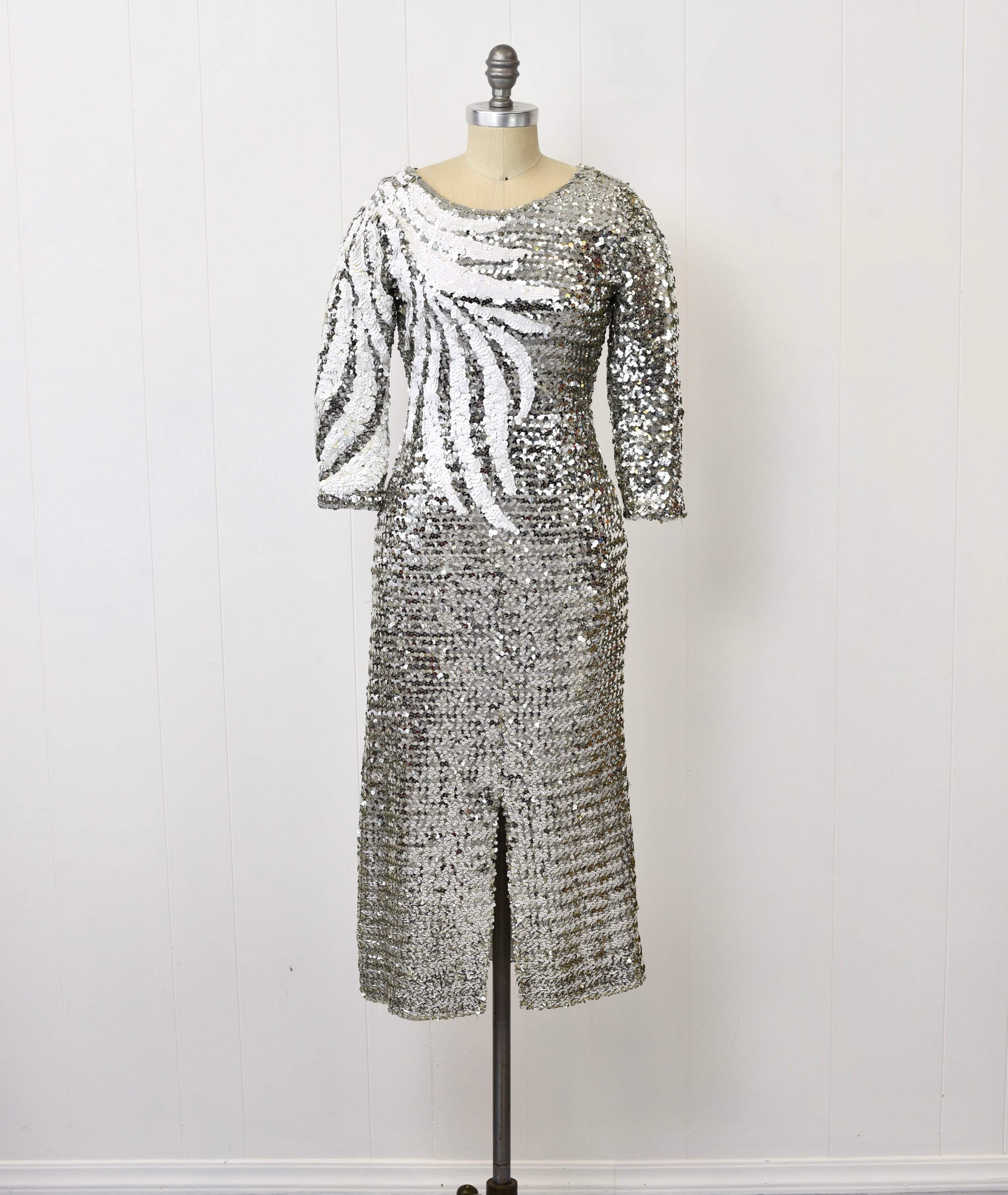 1950s/1960s Silver White Sequin Showgirl Burlesque Circus