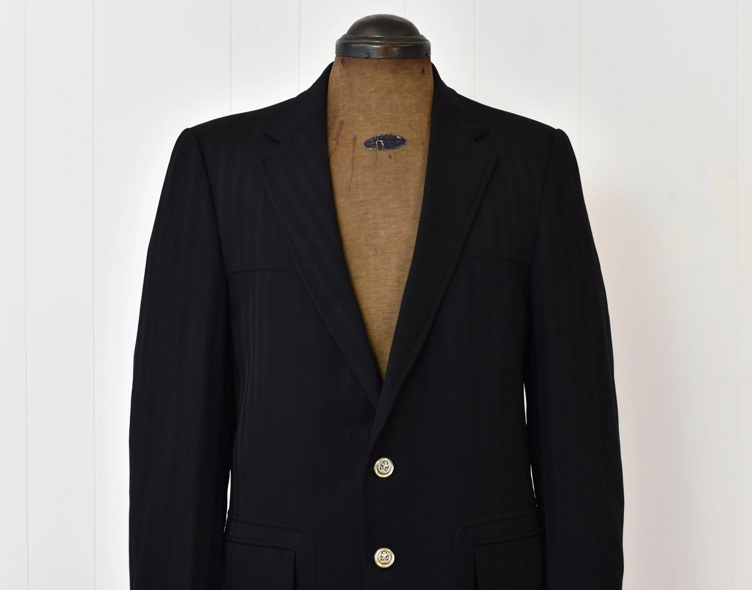 1960s Striped Black Charcoal Mens Suit Jacket Blazer Louis Roth 