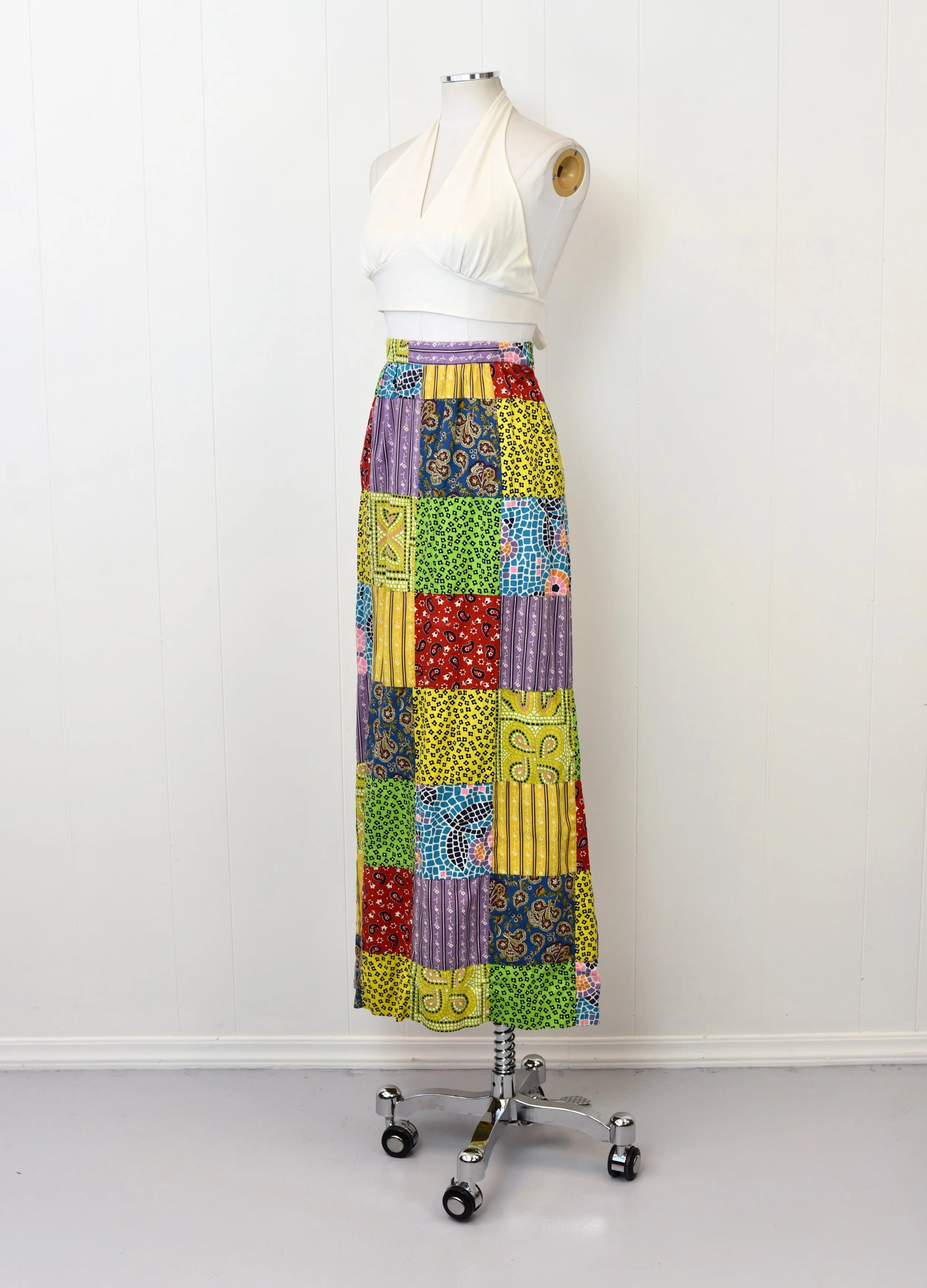 Patchwork Skirt 70s Boho Maxi Skirt Jantzen Multicolor Patchwork