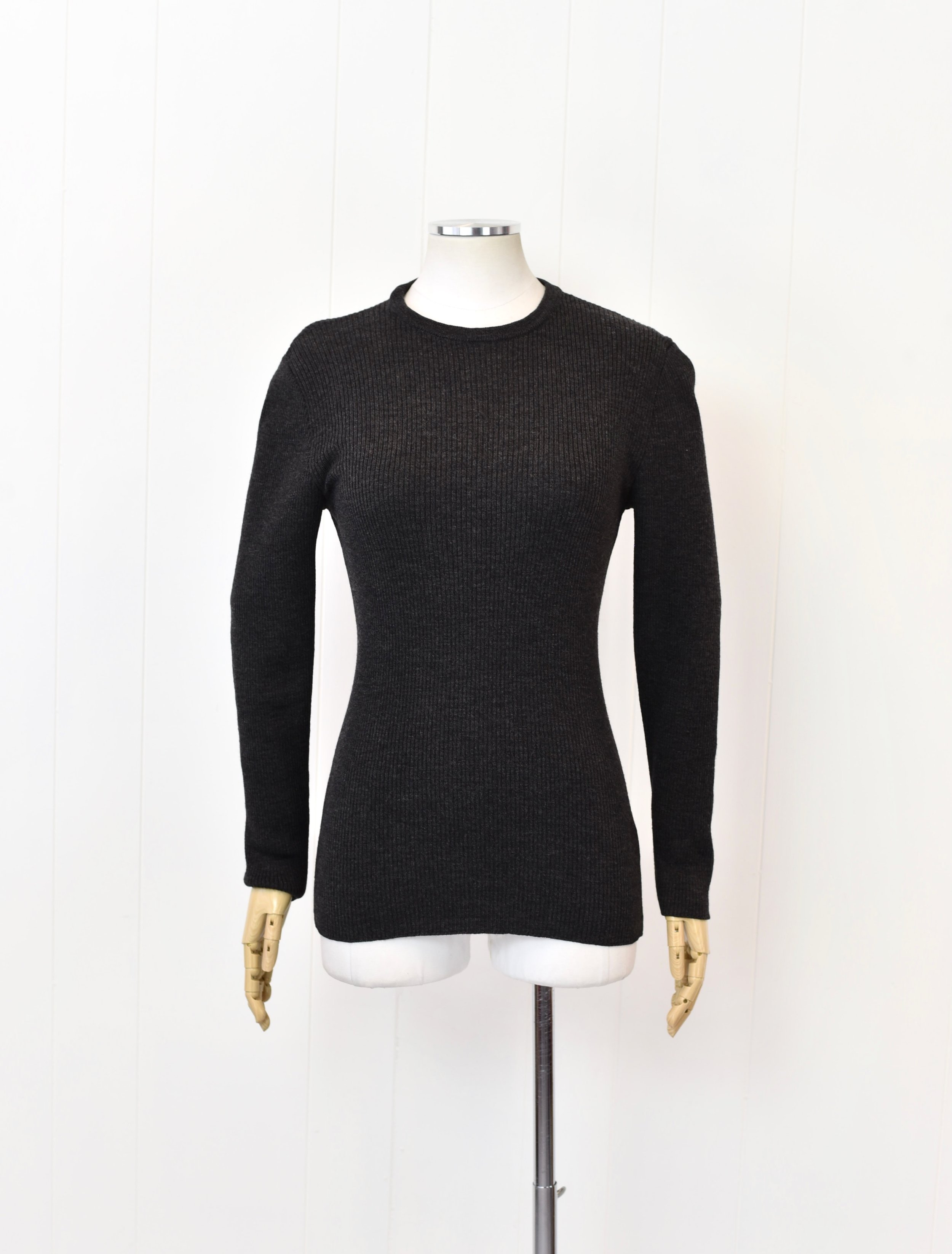 1990s Yves Saint Laurent Rive Gauche Dark Gray Charcoal Pullover 