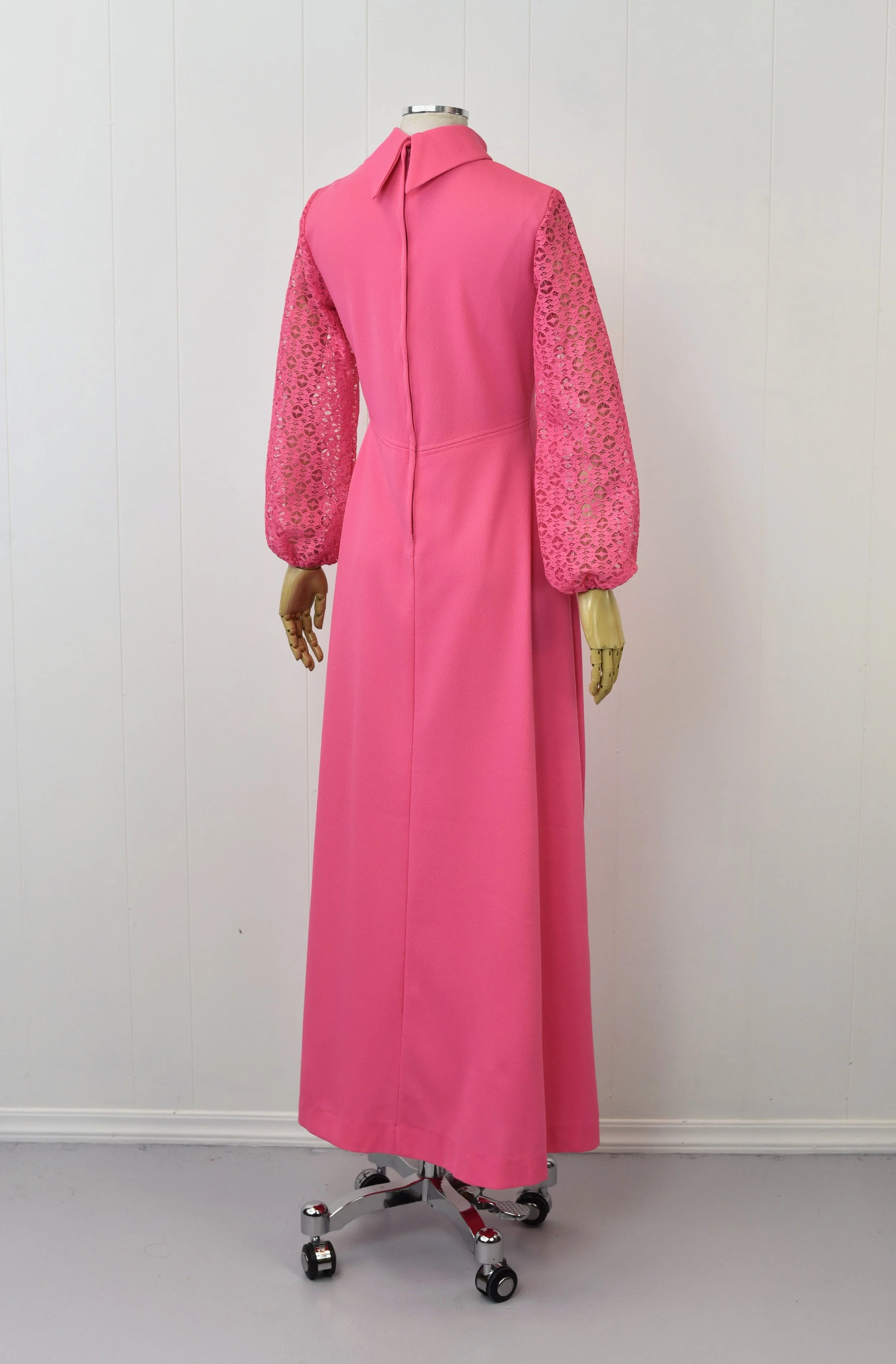 70's maxi dress pink cowl neck long sleeve Good Intentions Open Back Elevate your wardrobe with this stunning maxi dress that promises to enhance your evening elegance. Pink Textured Long Sleeve Twist