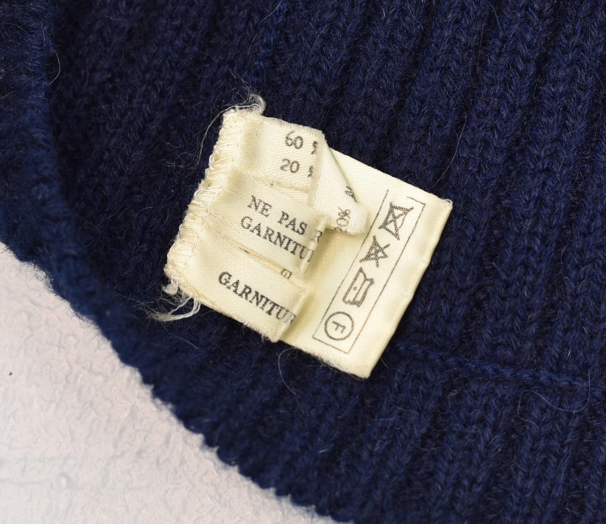 1980s Hermès Sport Navy Blue Wool Mohair Black Leather Trim 
