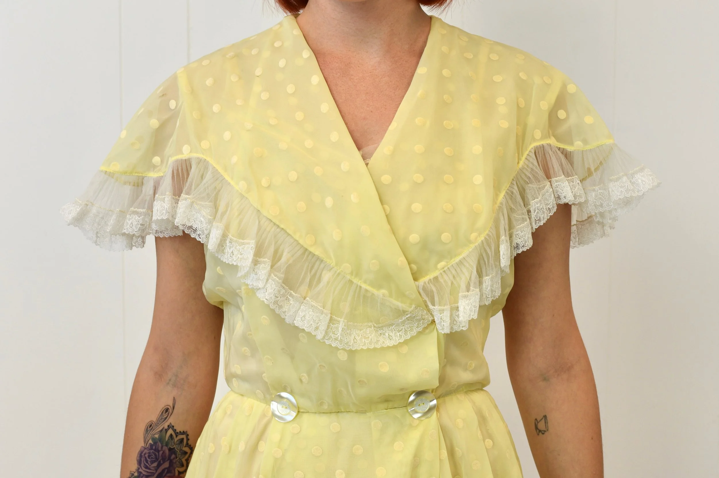 strapless open back dress Retro yellow polka dot dress for girls main image 0