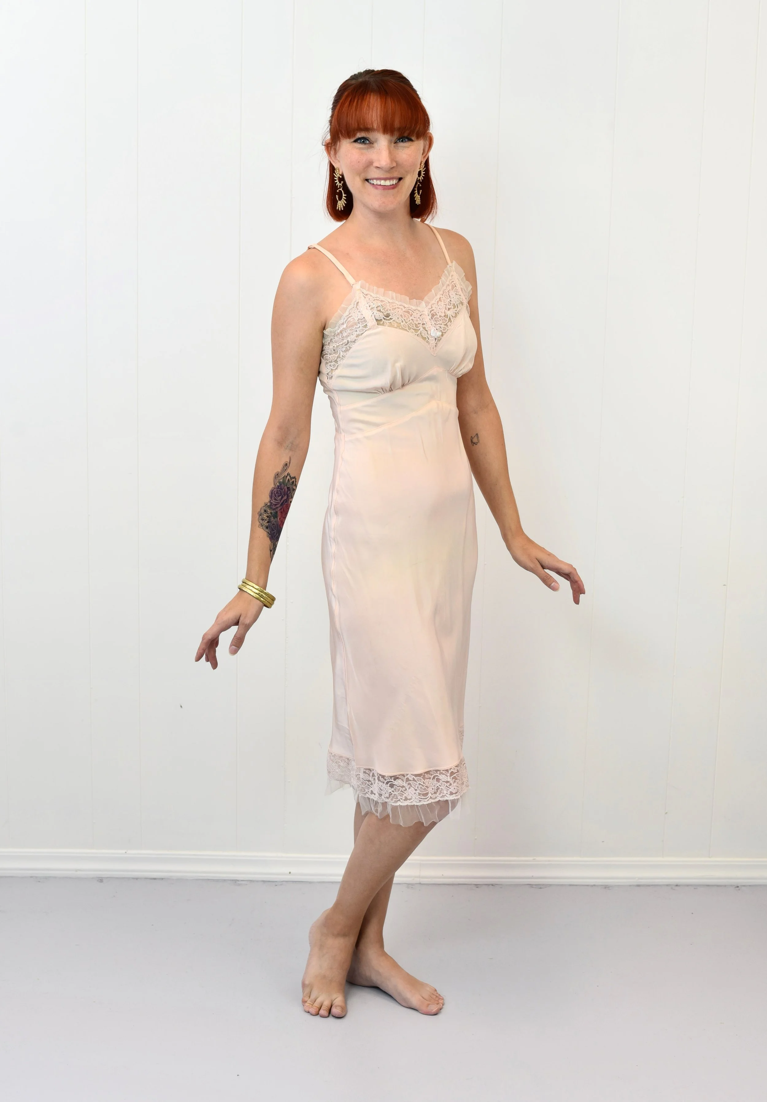 1940s/1950s Pink Floral Lace Rayon Superfit by Superior Boudoir