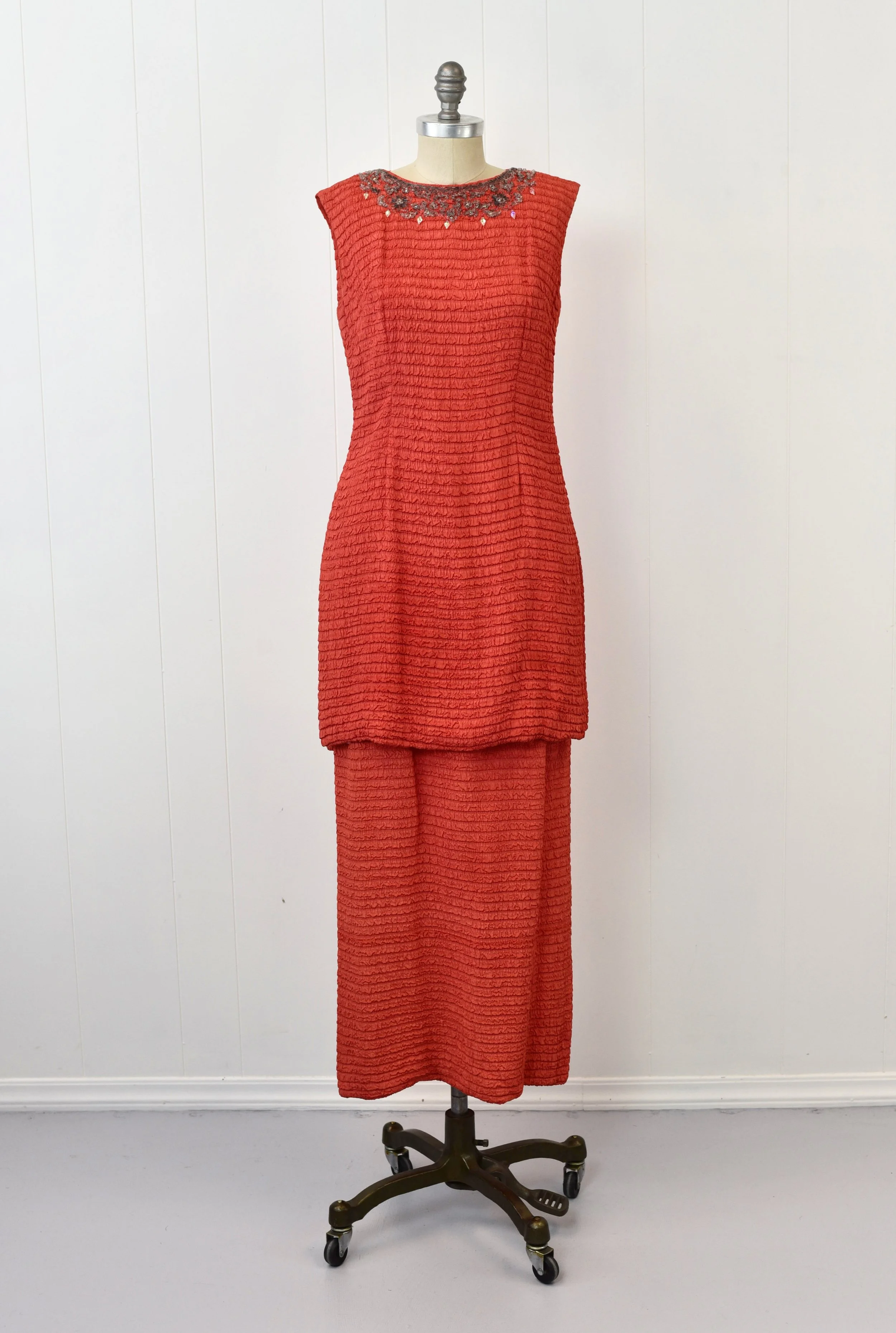 vintage beaded maxi dress Vintage Chocolate Silk Beaded Dress - XS/S main image 0