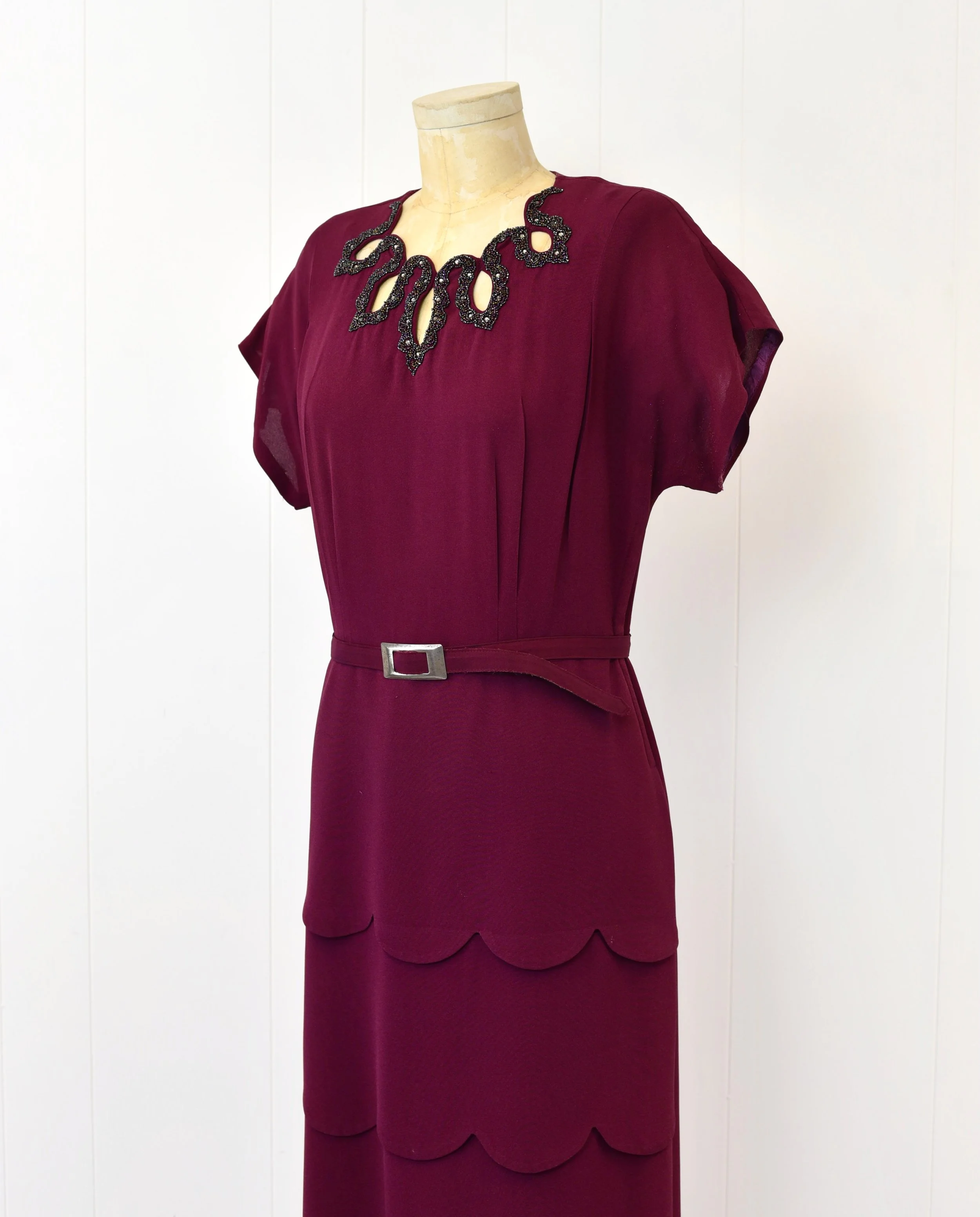 1940s beaded dress Vintage 1940s Beaded Navy Crepe Gown main image 1