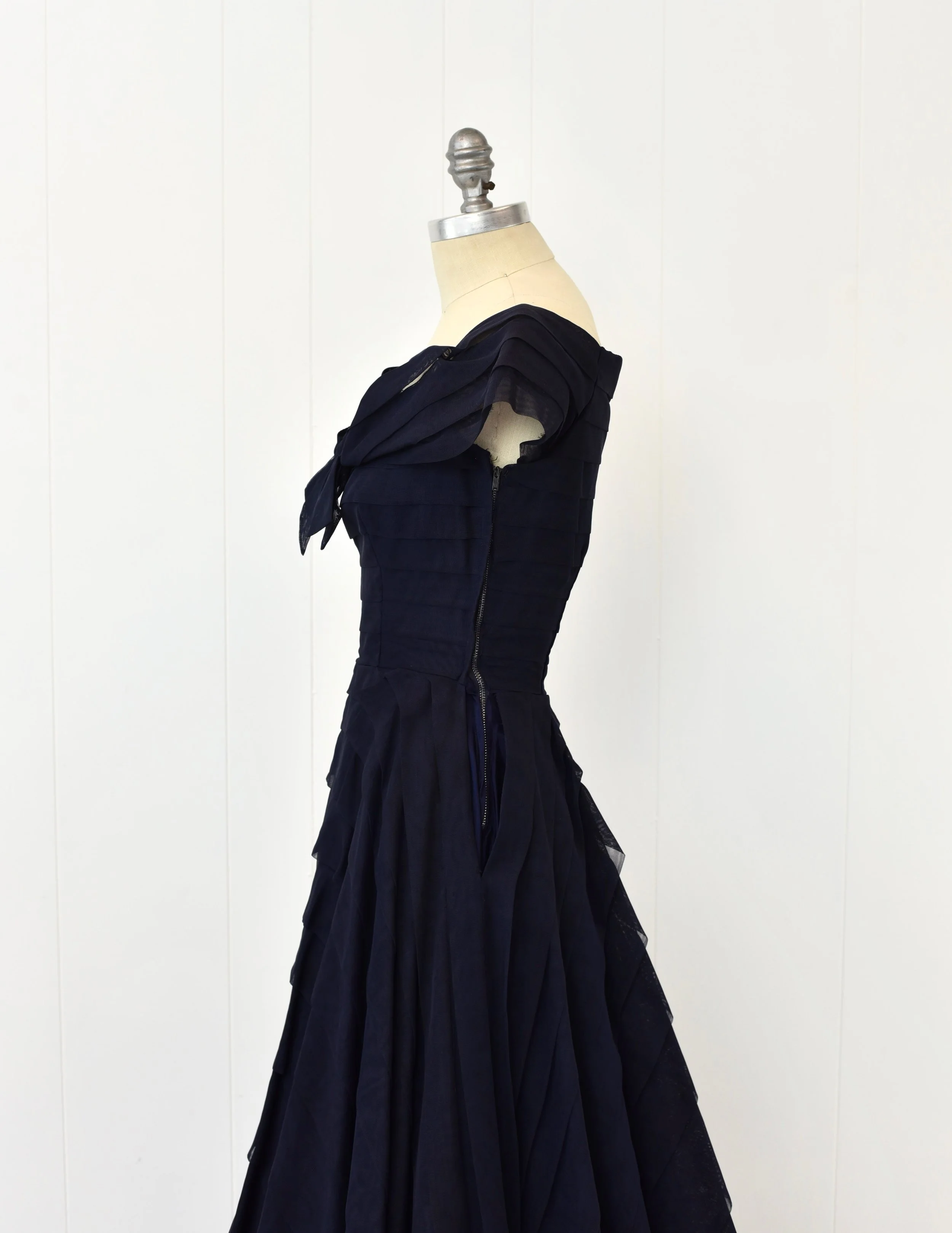 1950s Rappi Blue Ruffle Tulle Lace Debutante Pinup Prom Formal Party ...