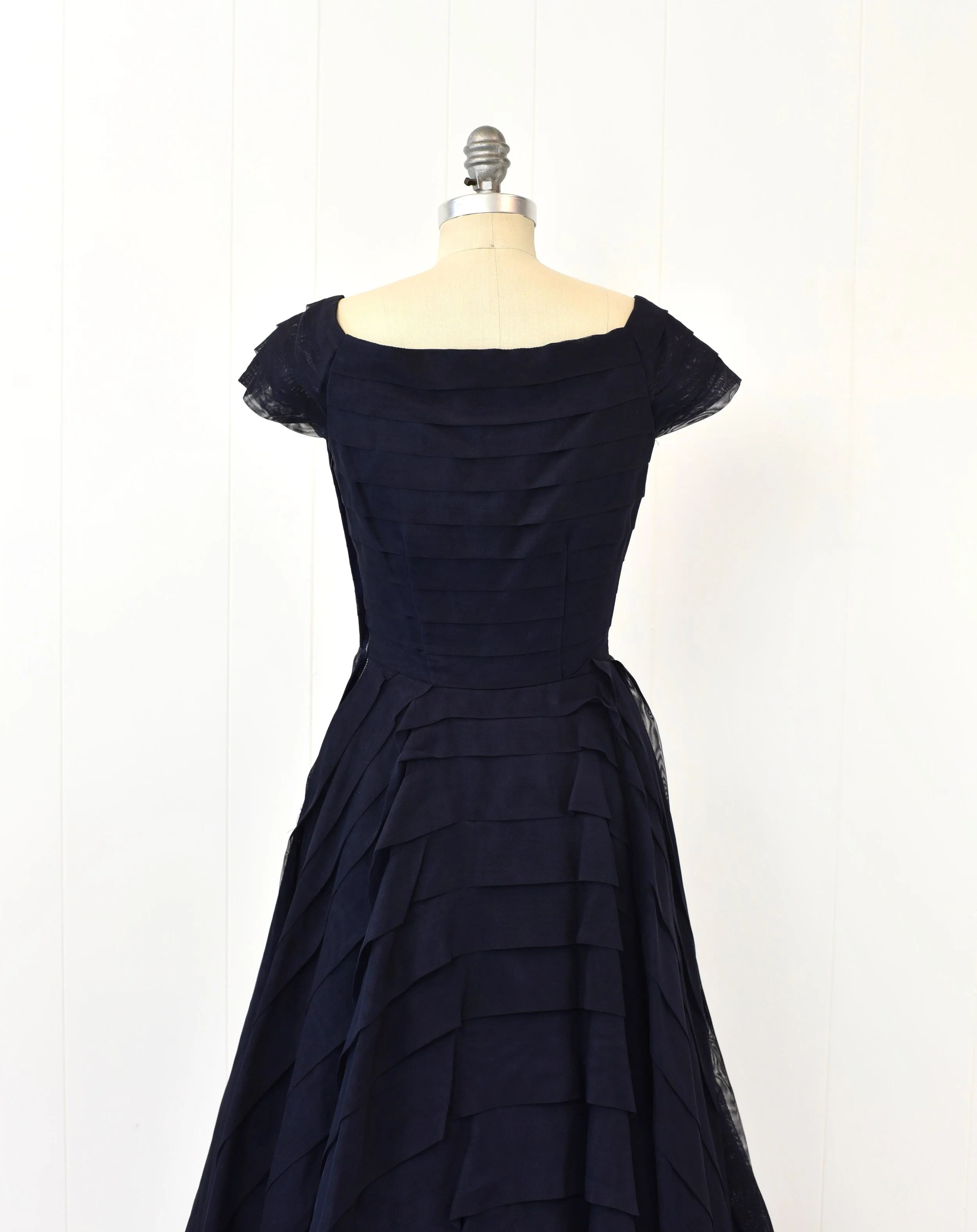 1950s Rappi Blue Ruffle Tulle Lace Debutante Pinup Prom Formal Party ...