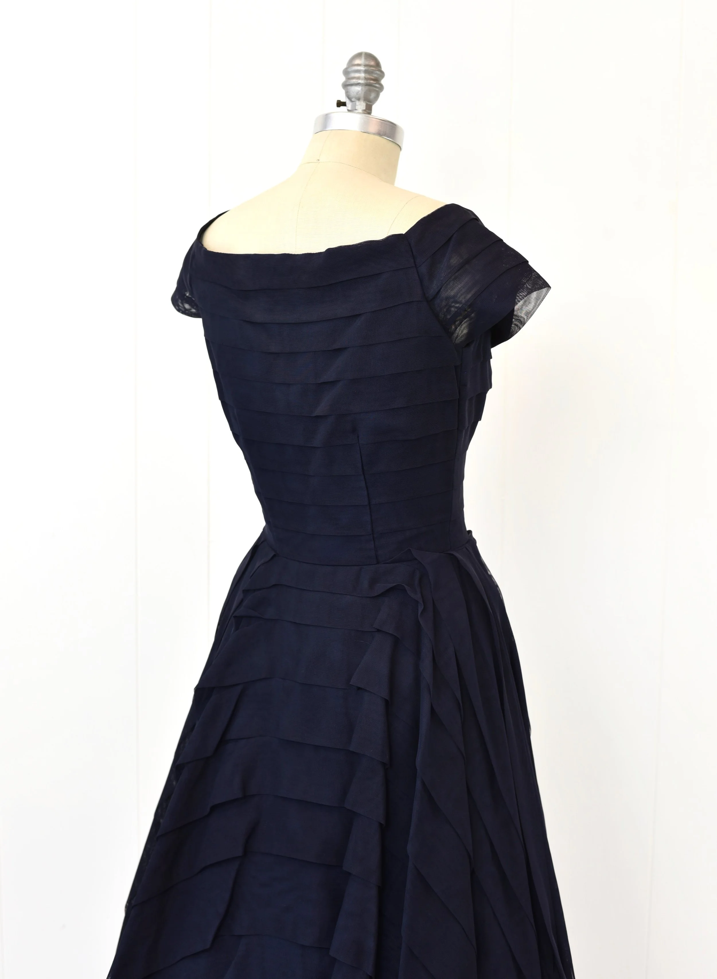 1950s Rappi Blue Ruffle Tulle Lace Debutante Pinup Prom Formal Party ...