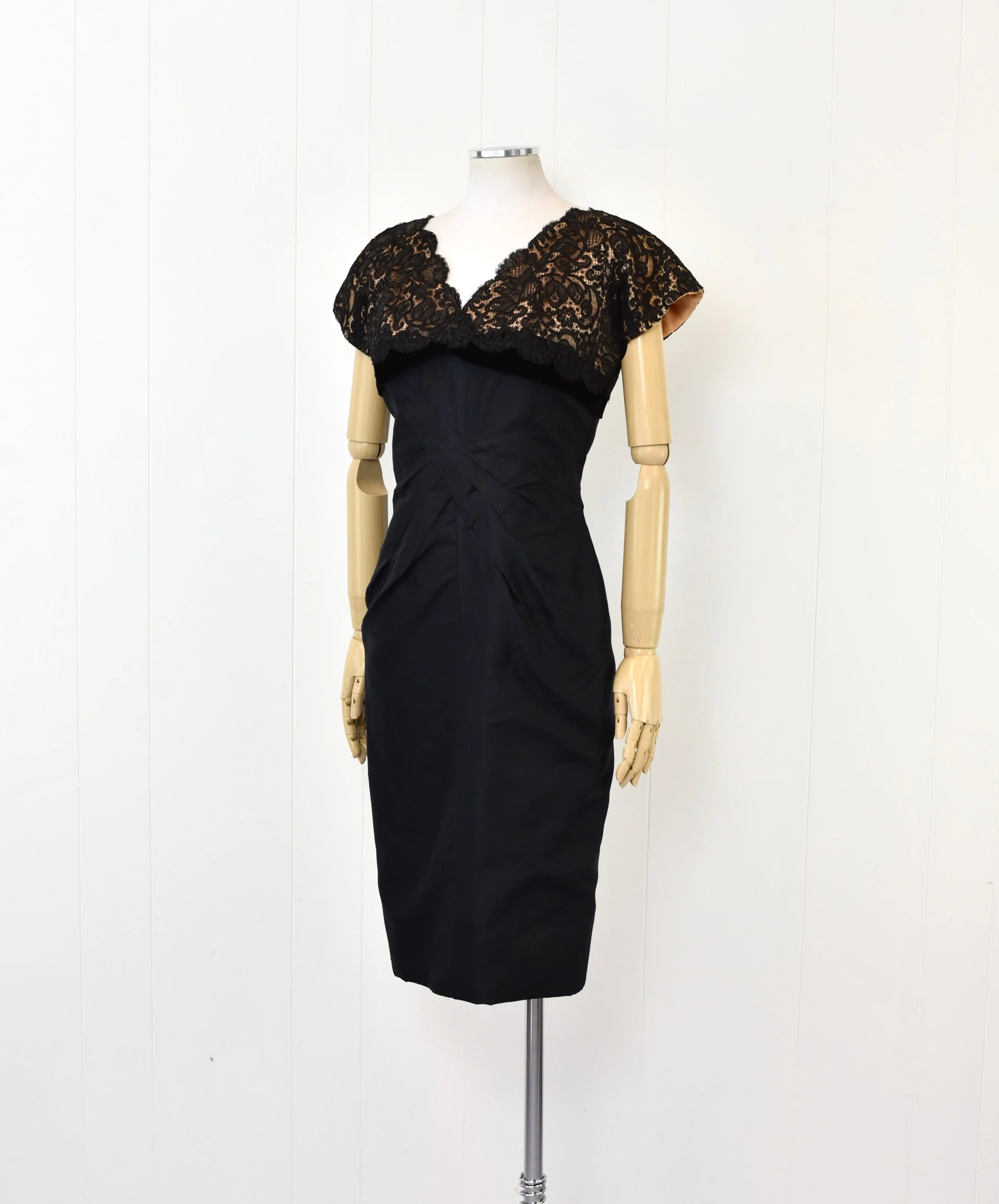 1950s Illusion Lace Black Nude Jobere New York Cocktail Party Wiggle Dress Canned Ham Vintage 1950s Illusion Lace Black Nude Jobere New York Cocktail Party Wiggle Dress Canned Ham Vintage