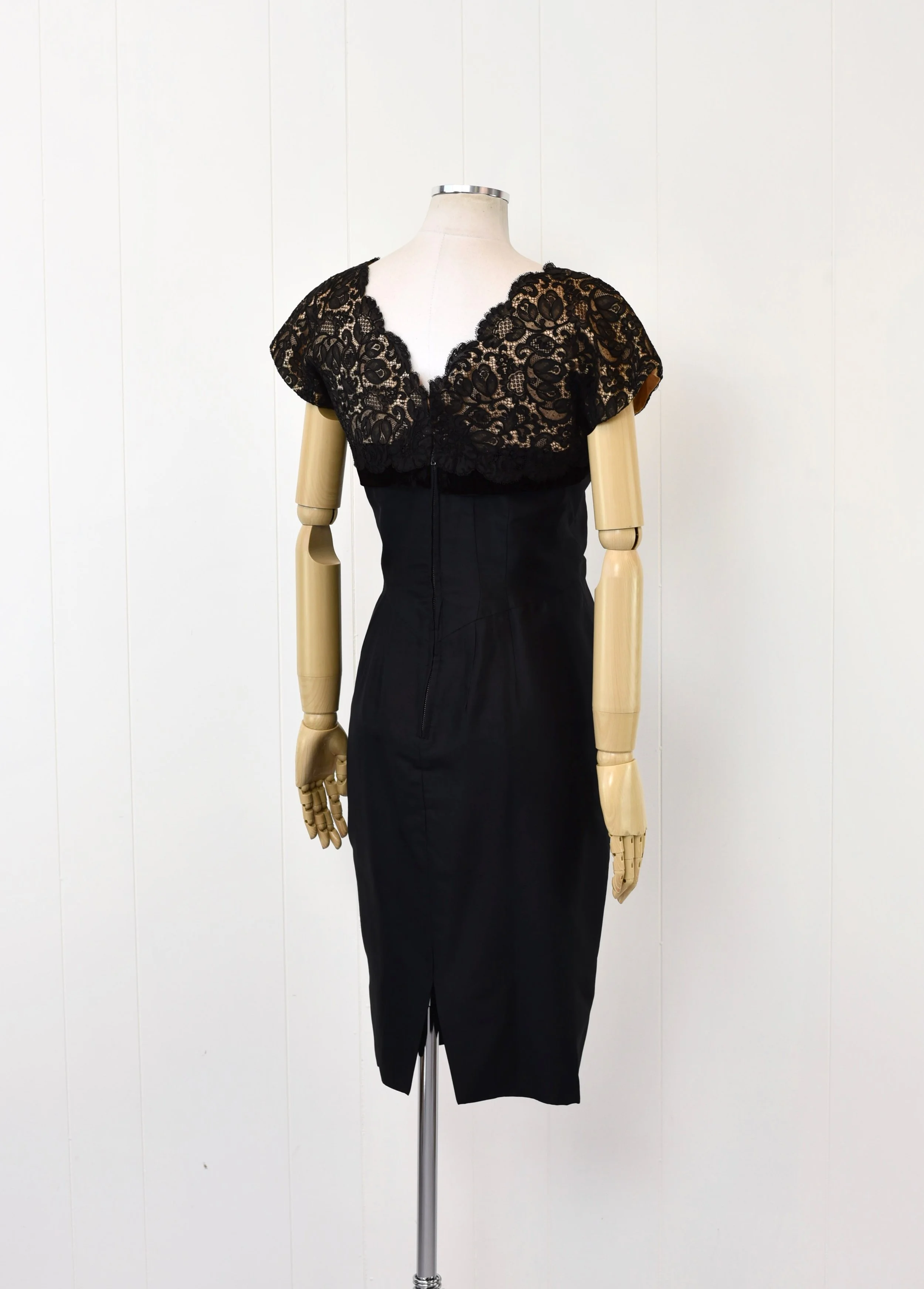 1950s Illusion Lace Black Nude Jobere New York Cocktail Party Wiggle Dress Canned Ham Vintage 1950s Illusion Lace Black Nude Jobere New York Cocktail Party Wiggle Dress Canned Ham Vintage
