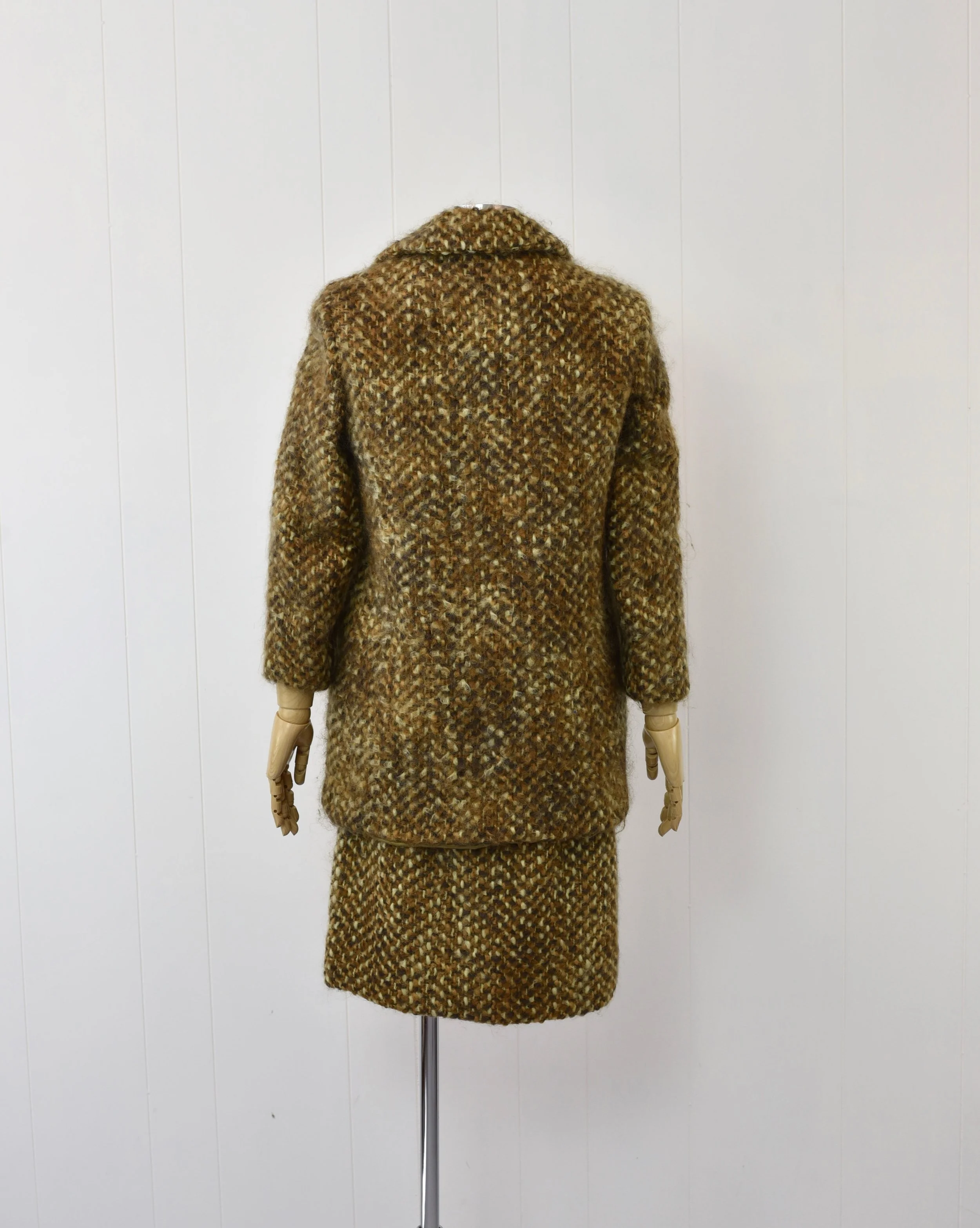 【THE MOZZ】Betty Handmade Half Coat 1950s/1960s Adolphe Zelinka Bonwit Teller Brown Green Wool