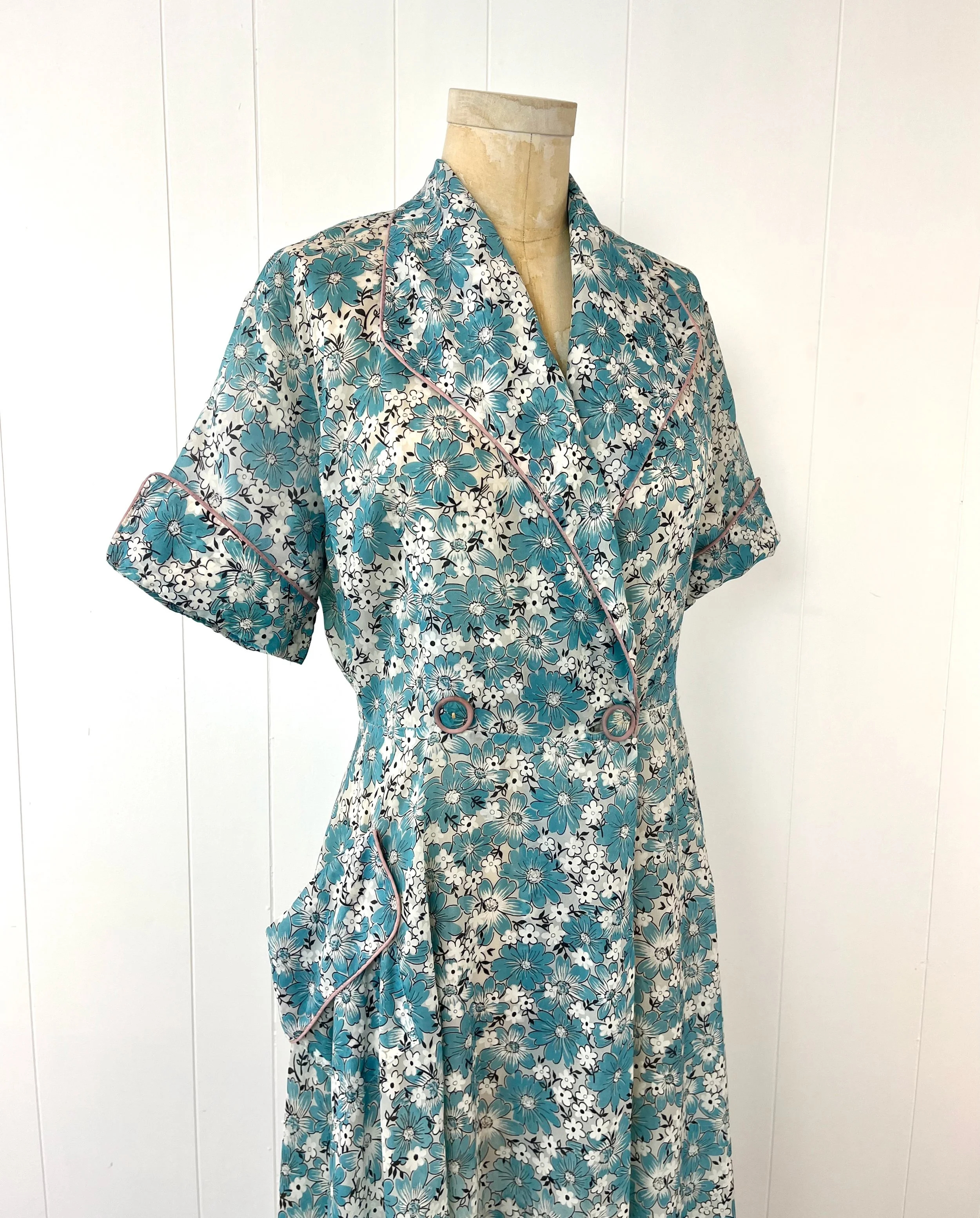 blue 40s dress Ruby 1940s dress in Palace Blue UK Size 16