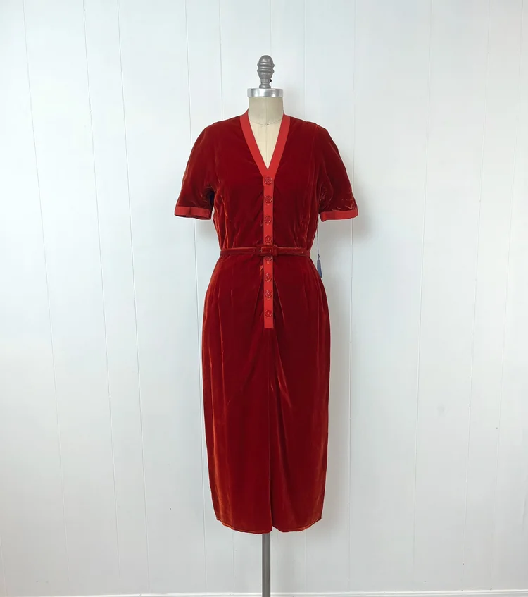 Special Vintage 1940’s Wool＆Rayon Dress Unique Vintage 1940s All Black Holloway Wiggle Dress