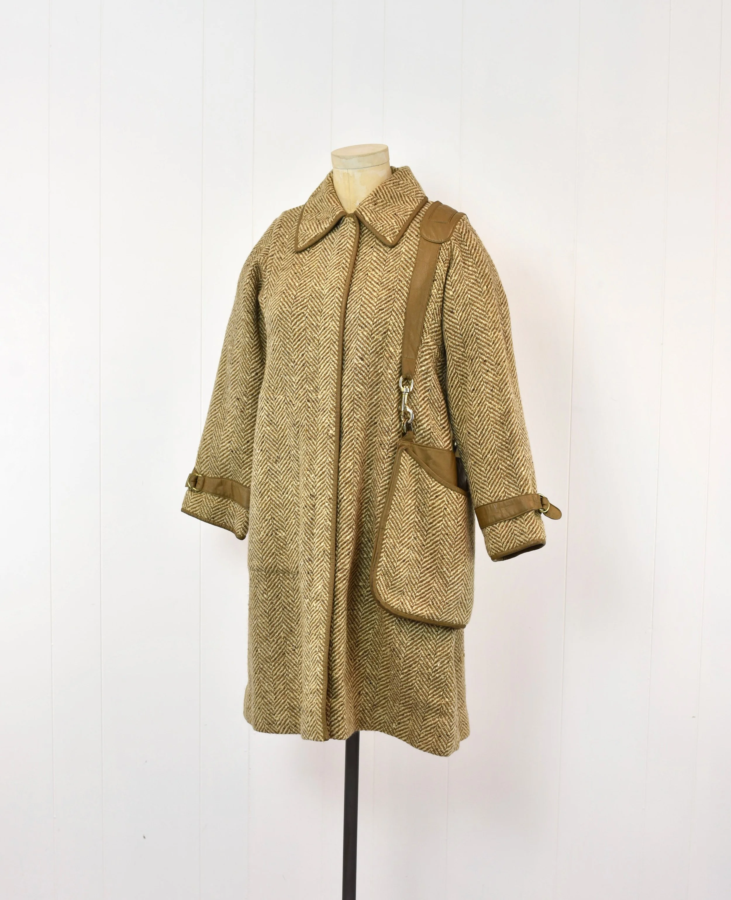 RARE 1970s Bonnie Cashin Sills Brown & White Herringbone Tweed 