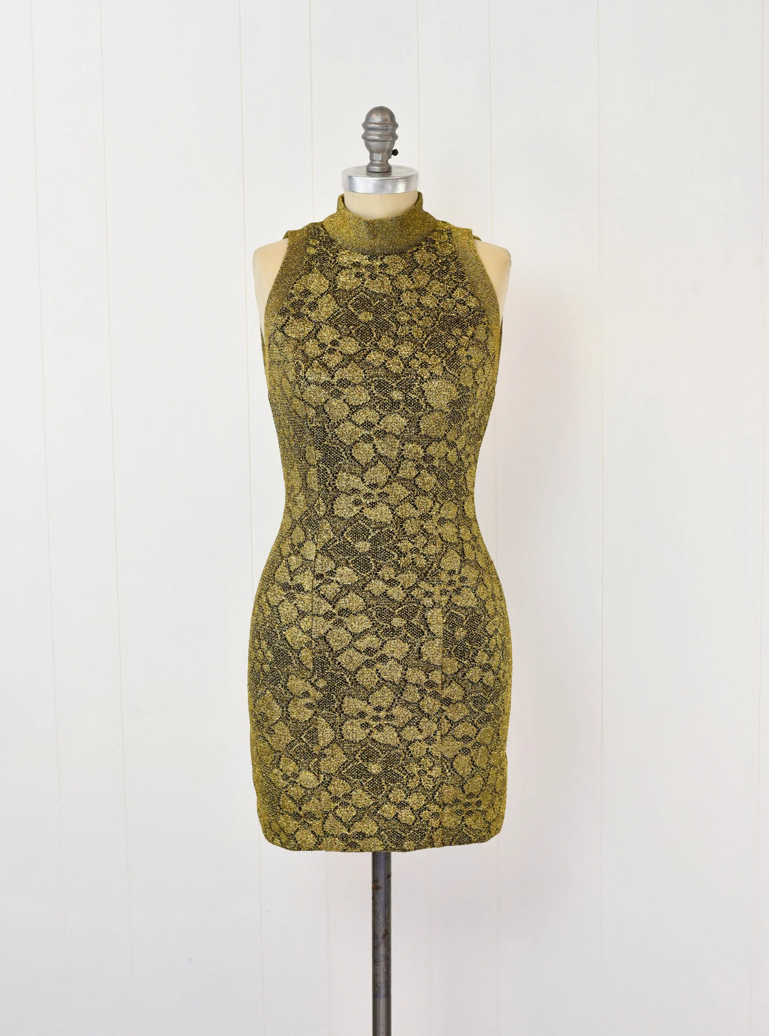 bodycon dress with cut out waist PAULINE TRIGERE, vintage 1980s evening dress, Black crepe sheath slip dress