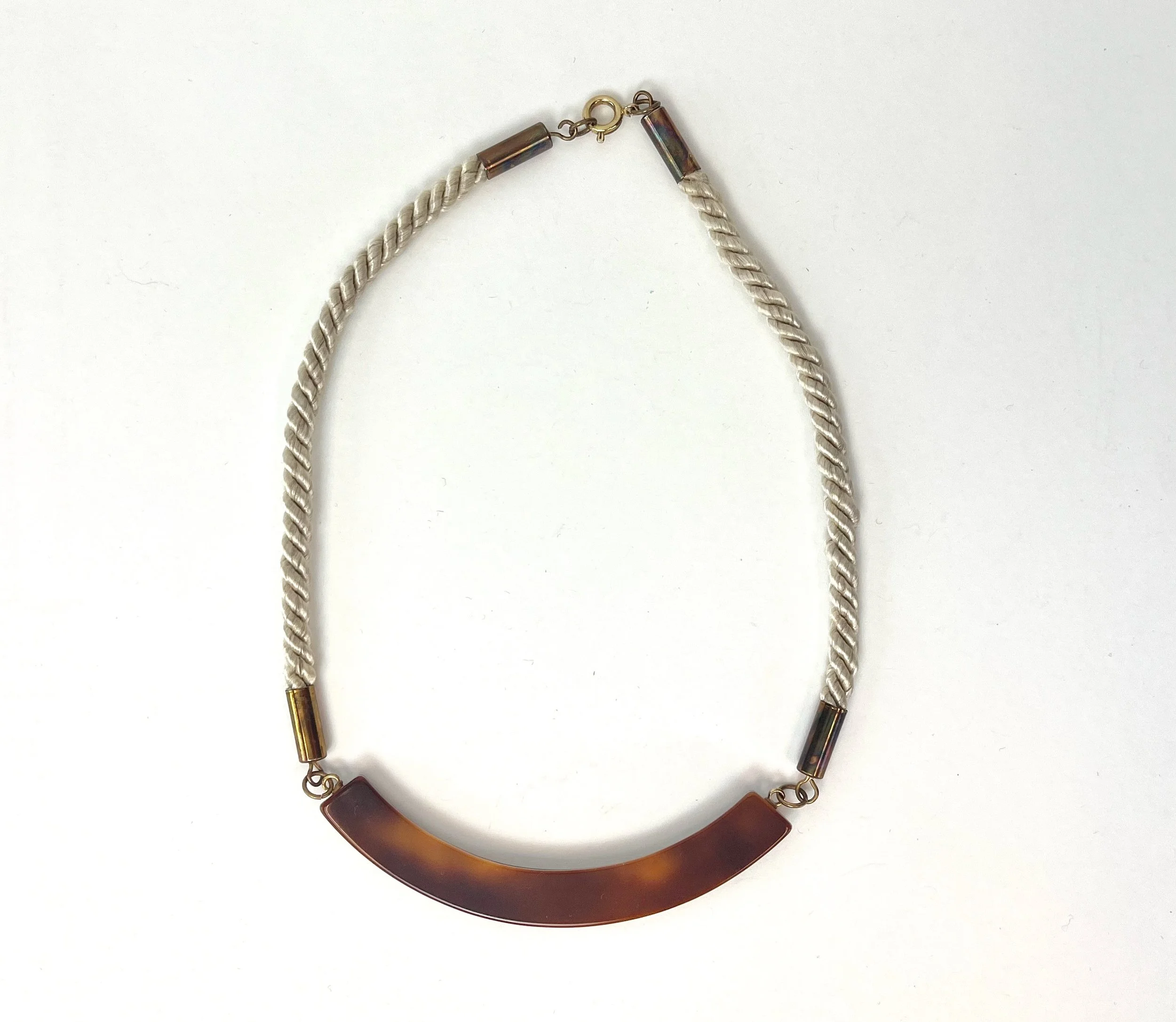 Bracelet Jonc Vintage Lea Stein Années 70 - Rhodoïd Beige Et Noir, Décor Rare, Origine France