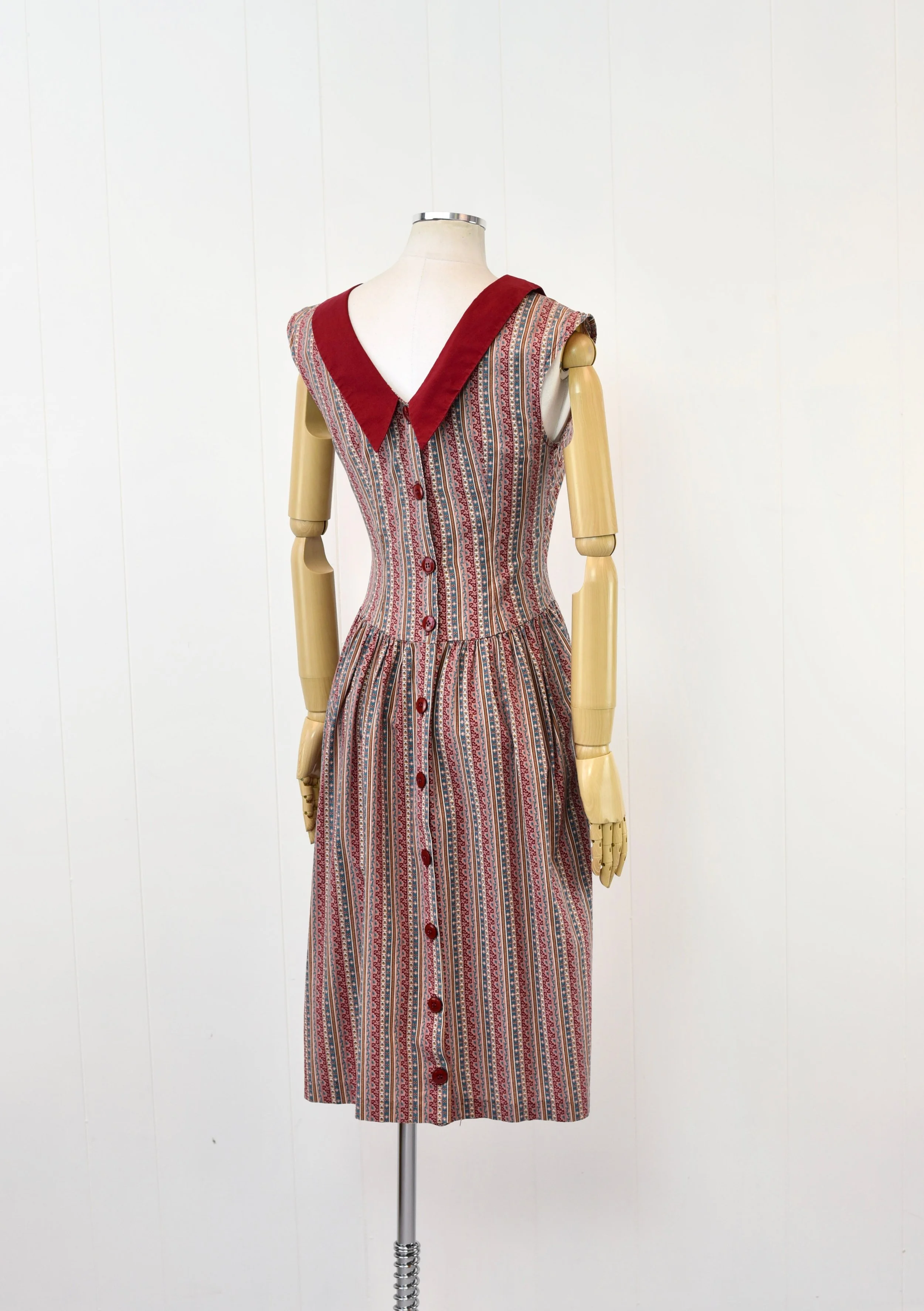 1980s drop waist dresses Vintage 80s Does 20s Black Dress White Satin Collar & Cuffs main image 1