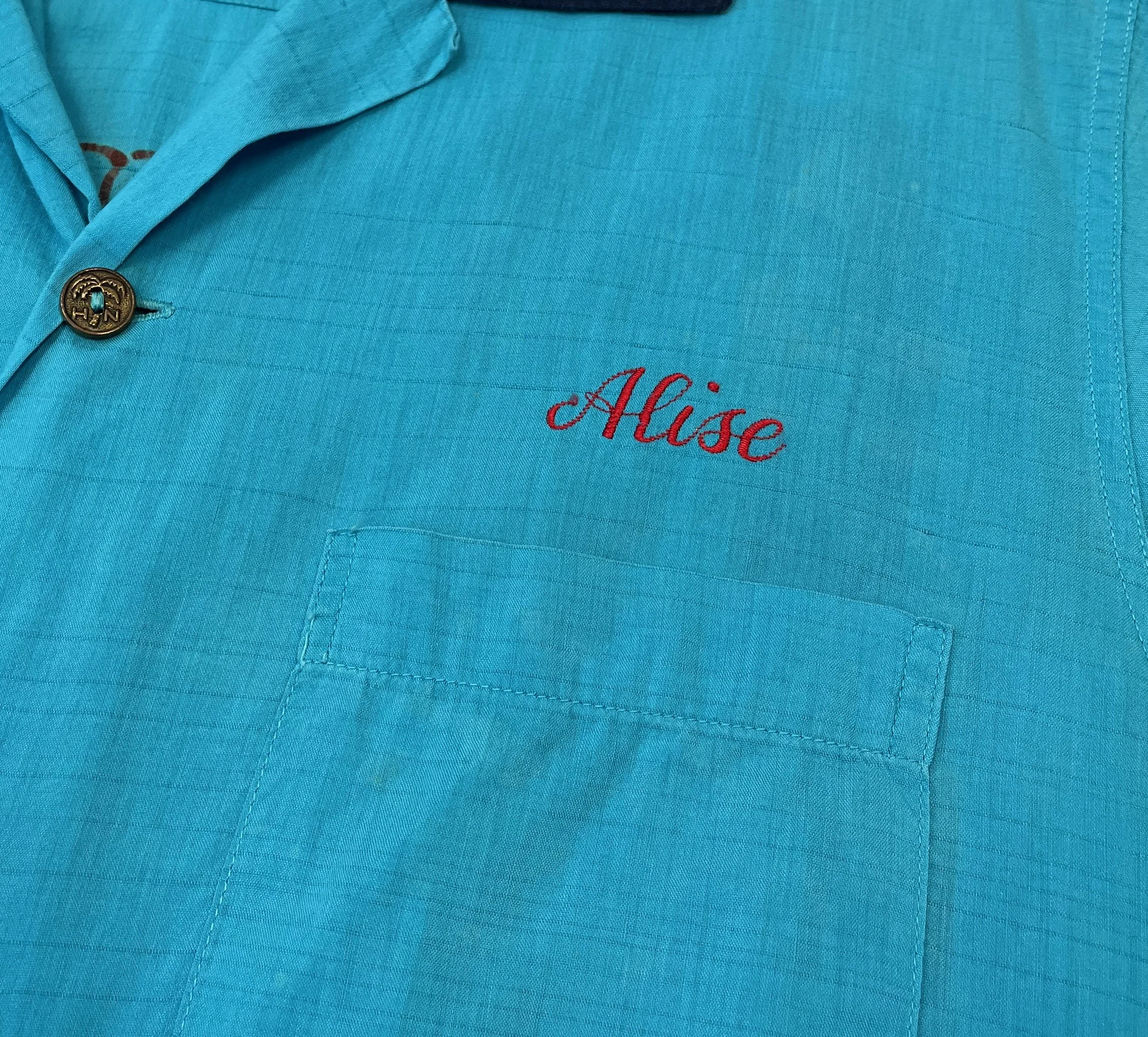 1950s/1960s Turquoise Blue Red Mr. & Mrs. Hawaii Womens Bowling 
