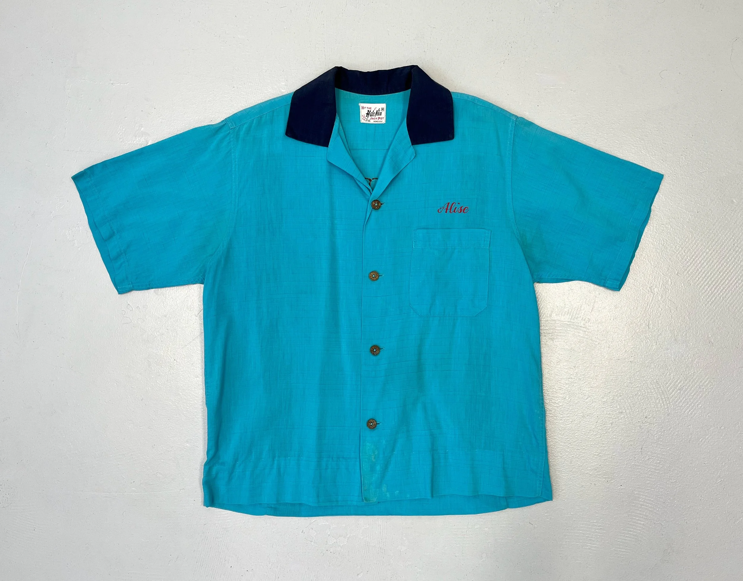 1950s/1960s Turquoise Blue Red Mr. & Mrs. Hawaii Womens Bowling