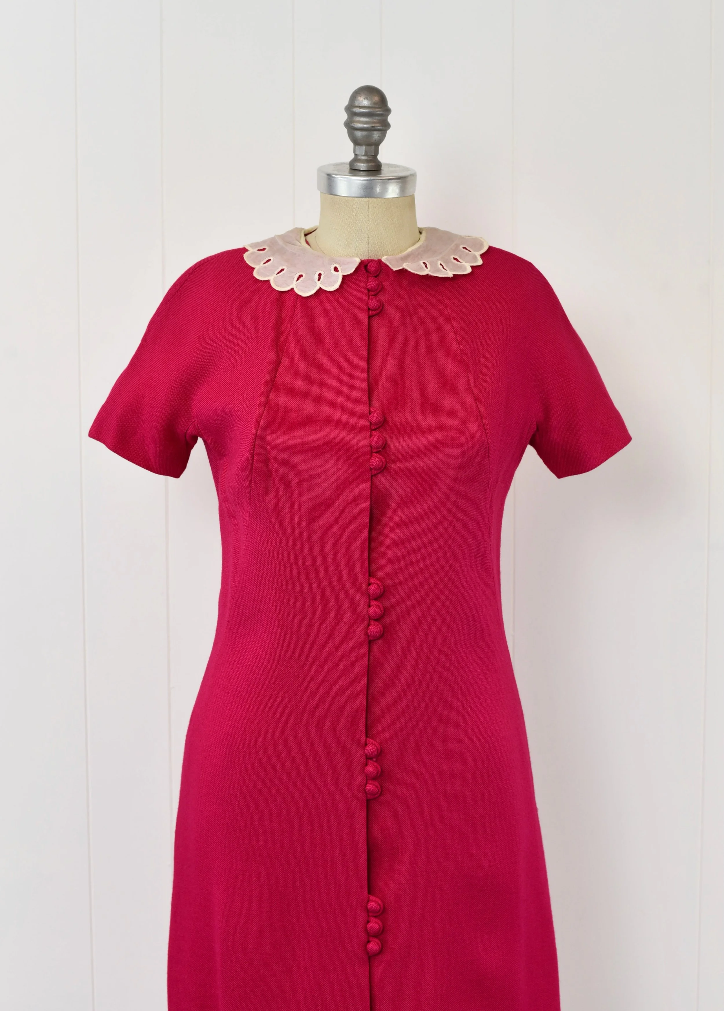 open lace back dress Stunning Red A-Line Dress With Hand worked Peter Pan Collar – www.liandli.in