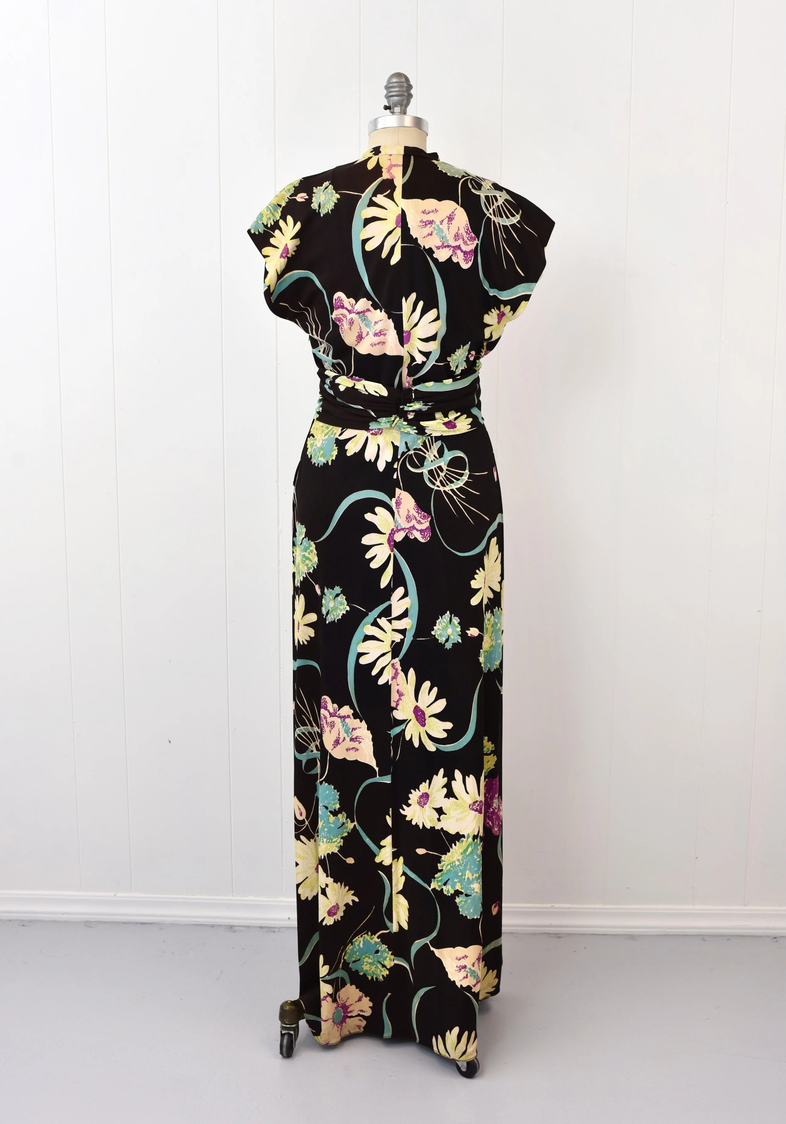 1940s maxi dress Incredible Precious 1940s Gold Stripe Maxi Dress