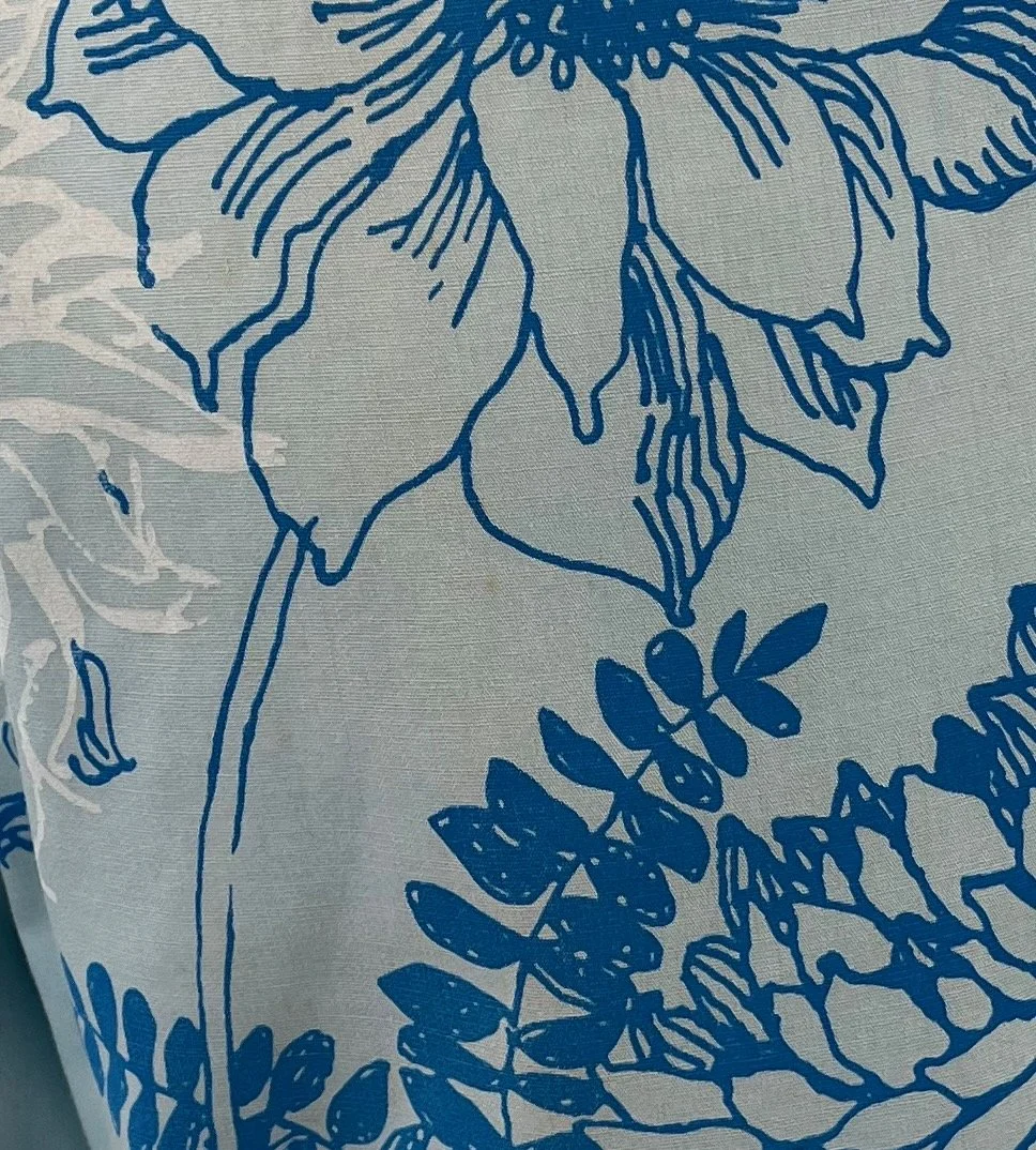 1960s/1970s Lilly Pulitzer Blue White Floral Garden Print Cotton