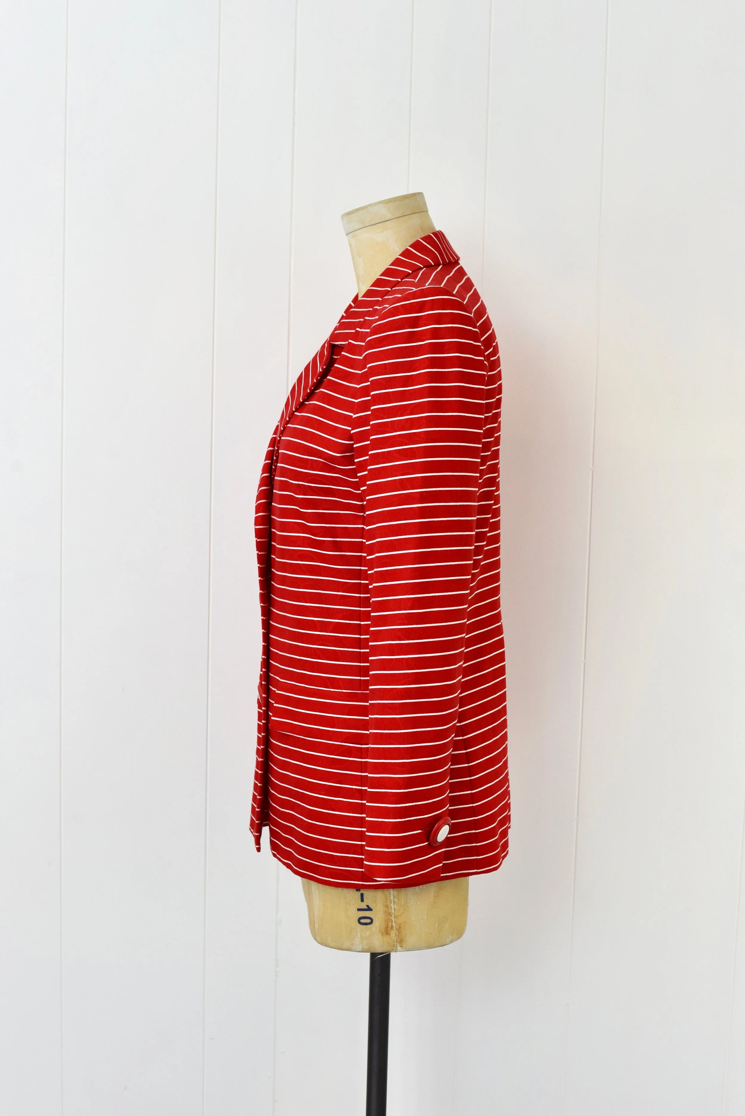 1990s Yves Saint Laurent Variation Red White Striped Cotton