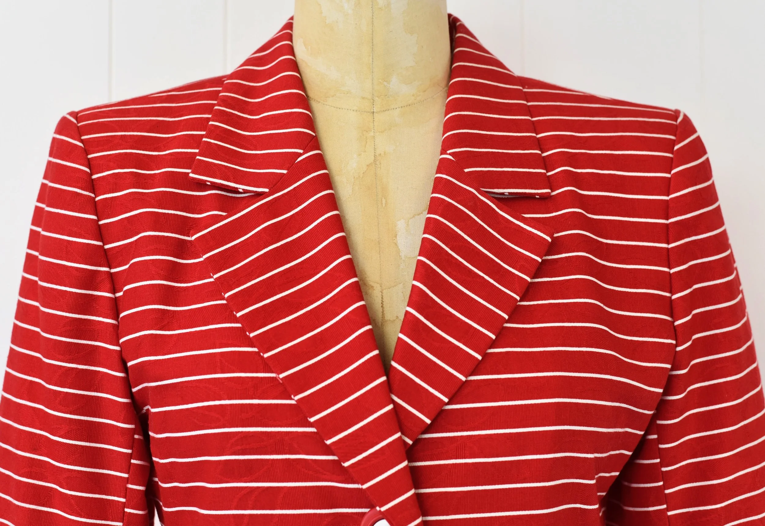 1990s Yves Saint Laurent Variation Red White Striped Cotton
