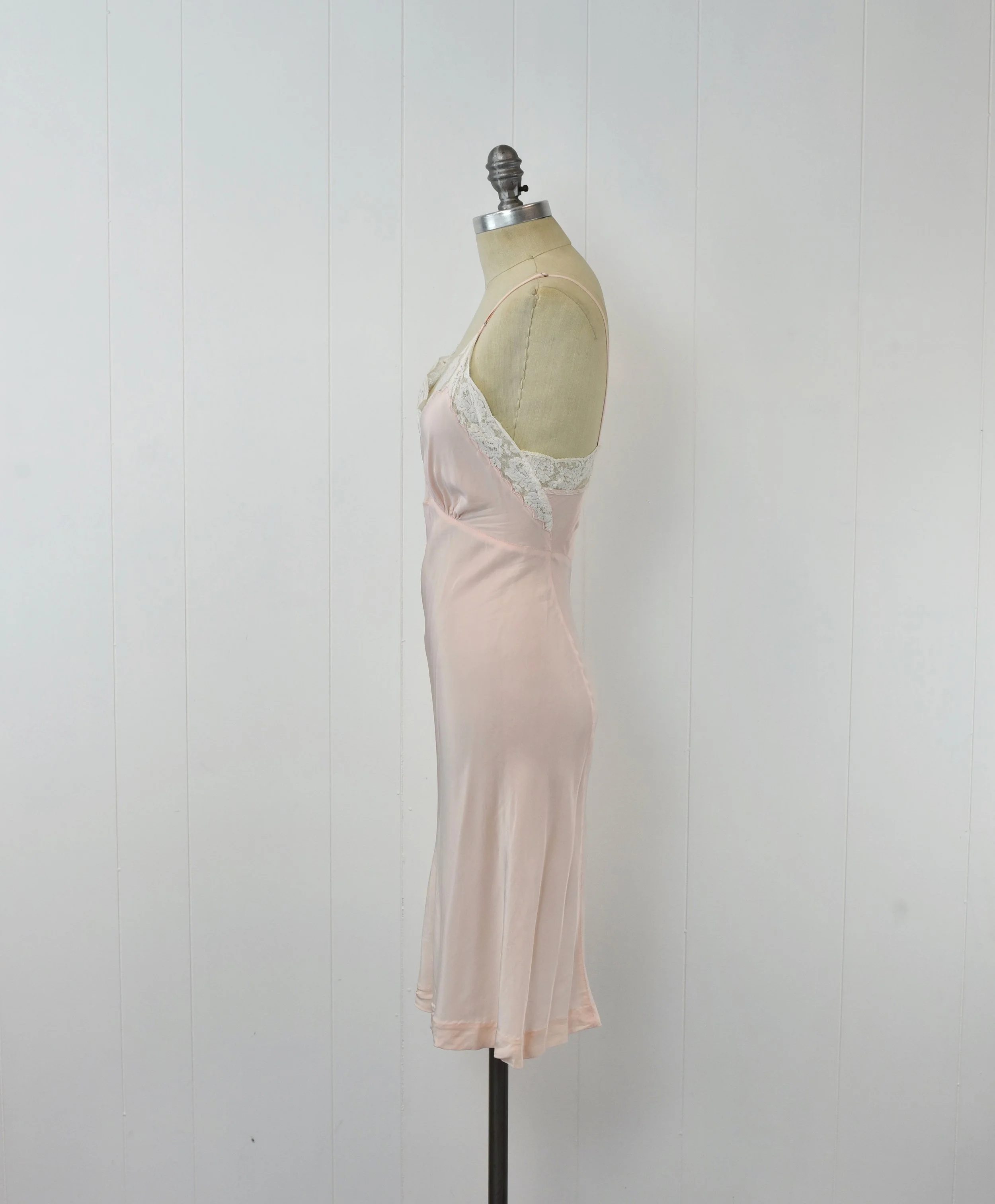 1940s Pink satin slip フランスヴィンテージ xs3x