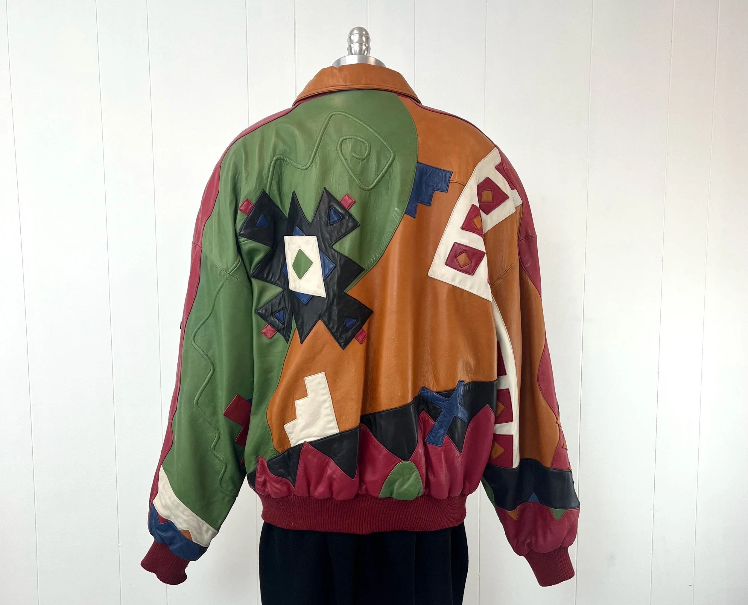 1990s Marc Buchanan Pelle Pelle Leather Crazy Colorful Patchwork