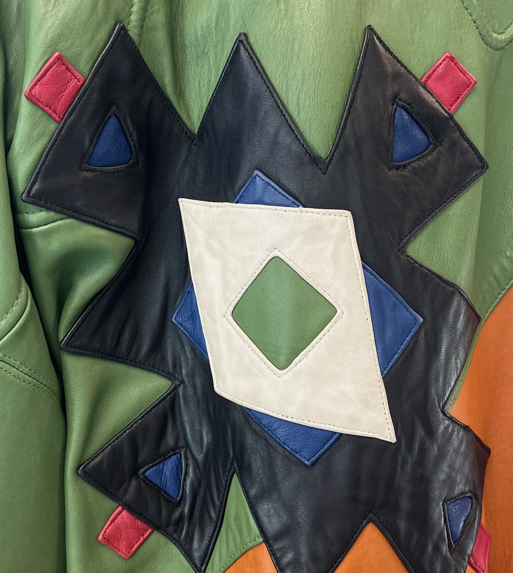 1990s Marc Buchanan Pelle Pelle Leather Crazy Colorful Patchwork