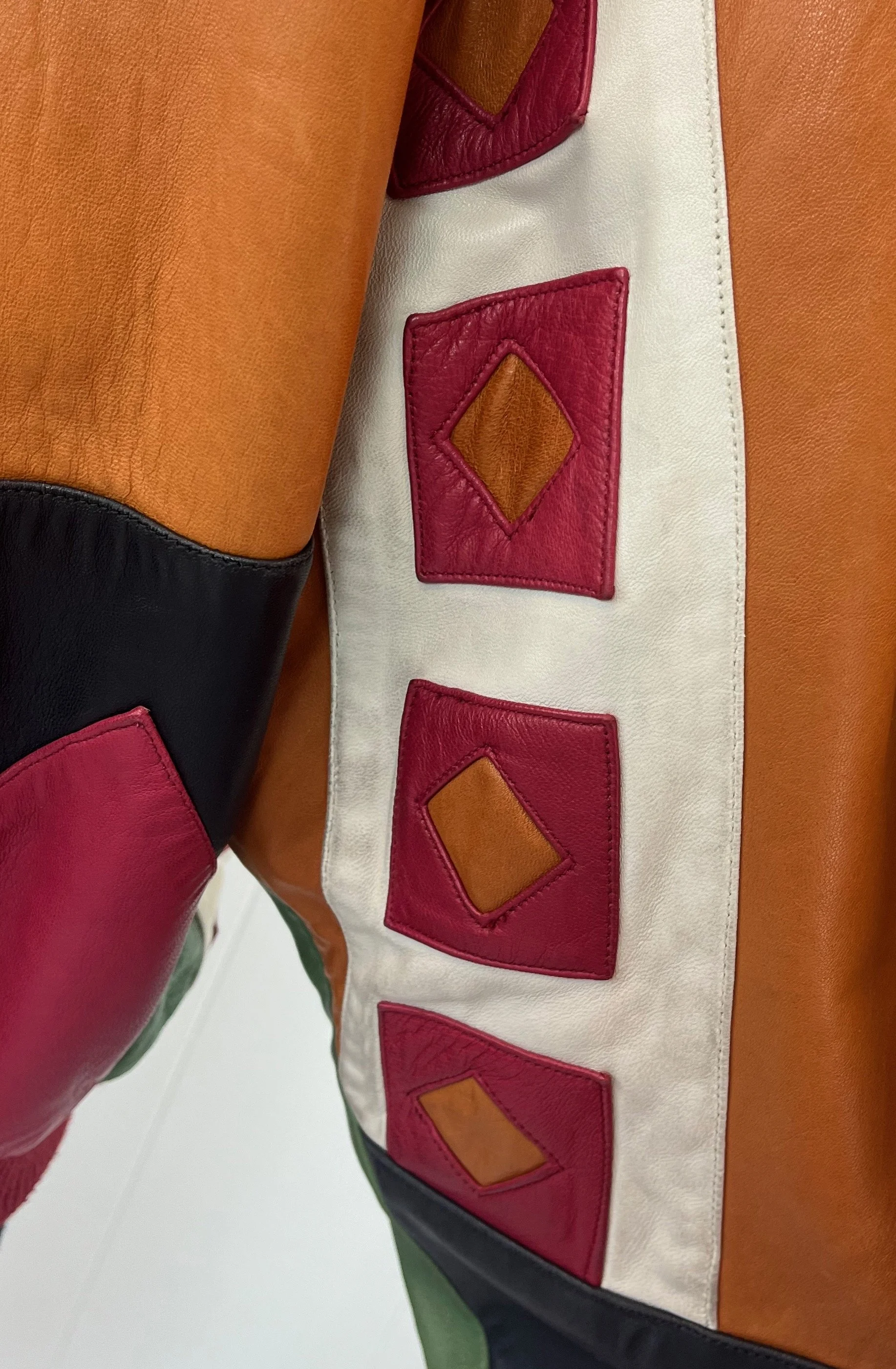 1990s Marc Buchanan Pelle Pelle Leather Crazy Colorful Patchwork