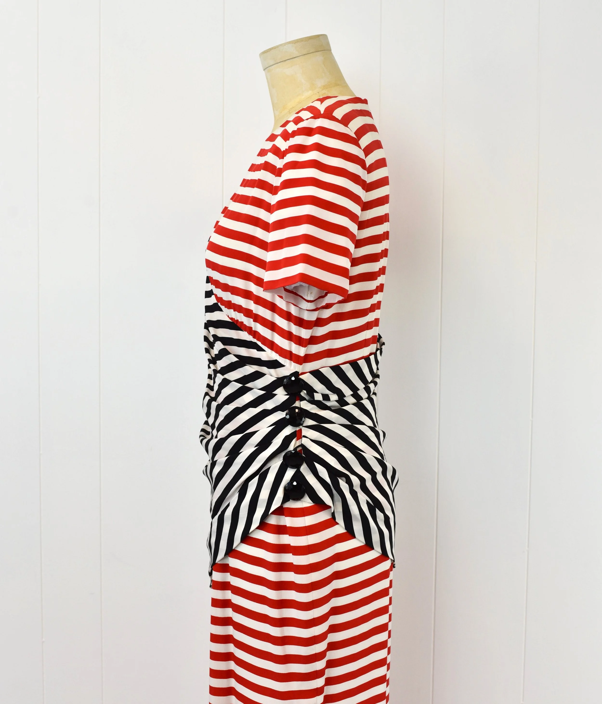 strapless open back dress Dollface Wiggle Dress in Black and White main image 1