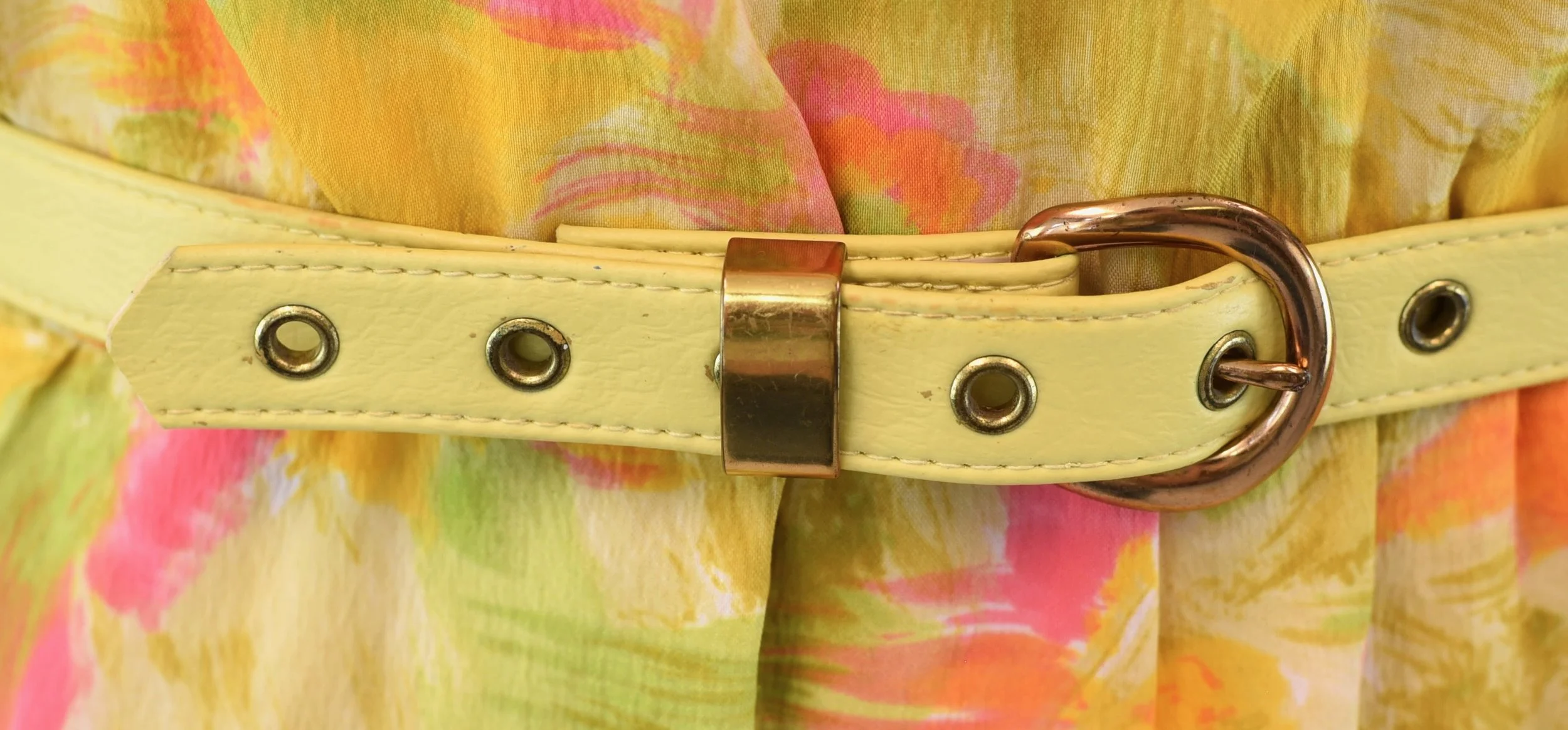 1960s Yellow Orange Floral Miss Endrea Dallas Summer Day Dress with Belt   Canned Ham Vintage