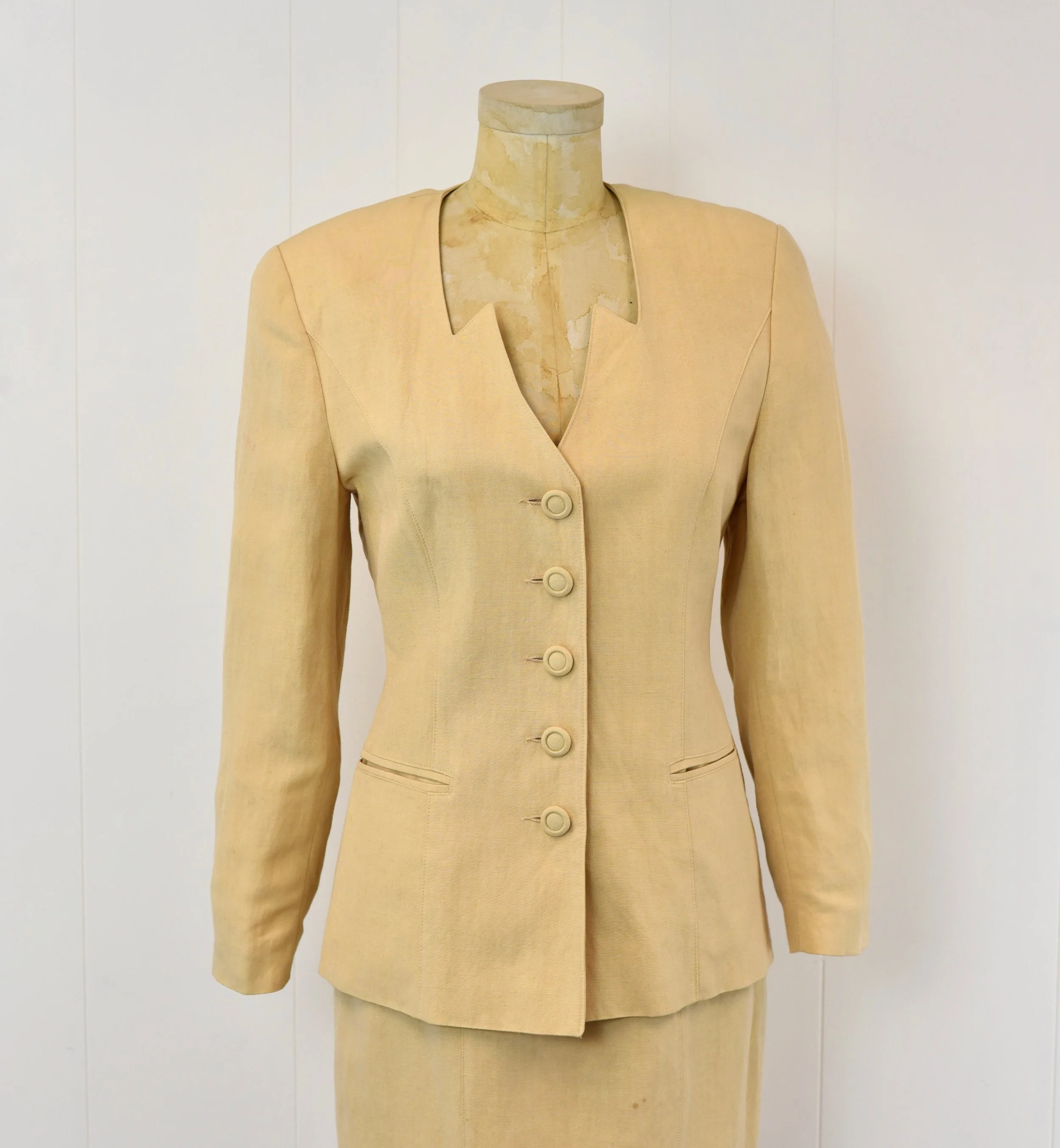 ジャケット・アウター 80s 90s EURO linen tailored jacket beige 1980s/1990s Mondi Minimalist Beige Cream Light Nude Linen