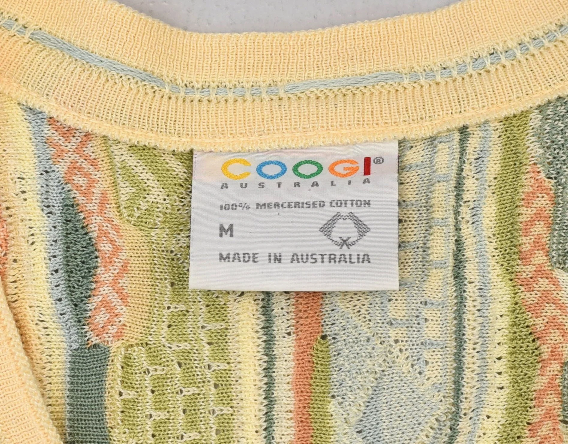 1980s/1990s Coogi Australia Authentic Colorful 3D Crazy V Neck 