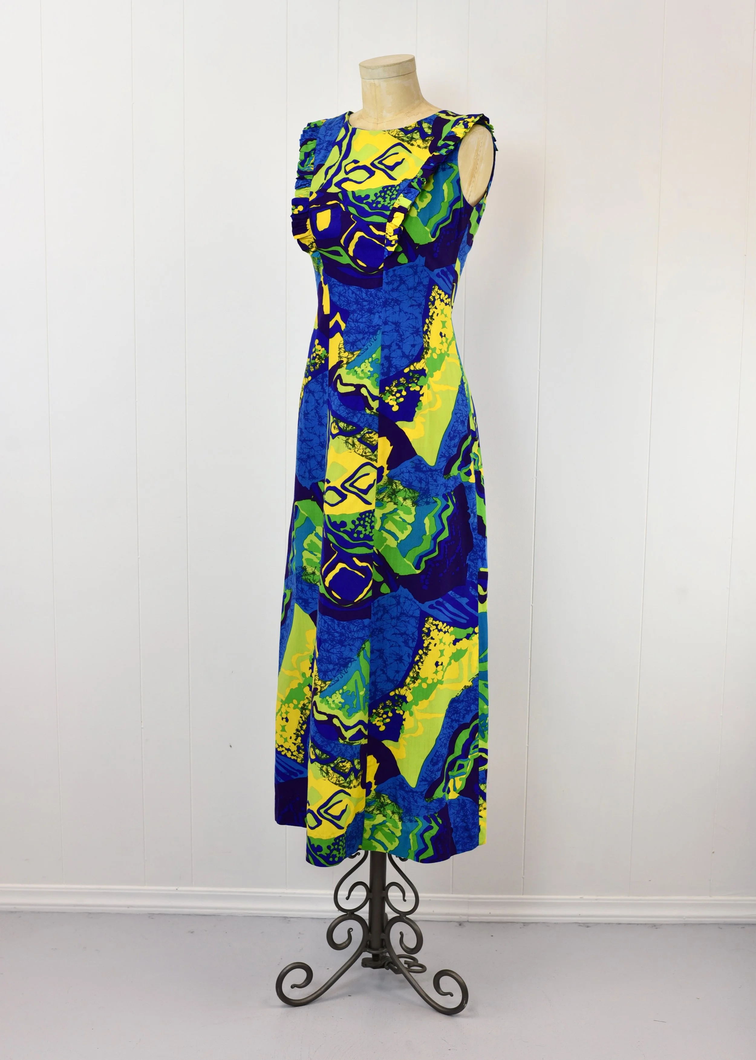 retro chiffon dress Vintage Silk Floral Chiffon Gown - S main image 0