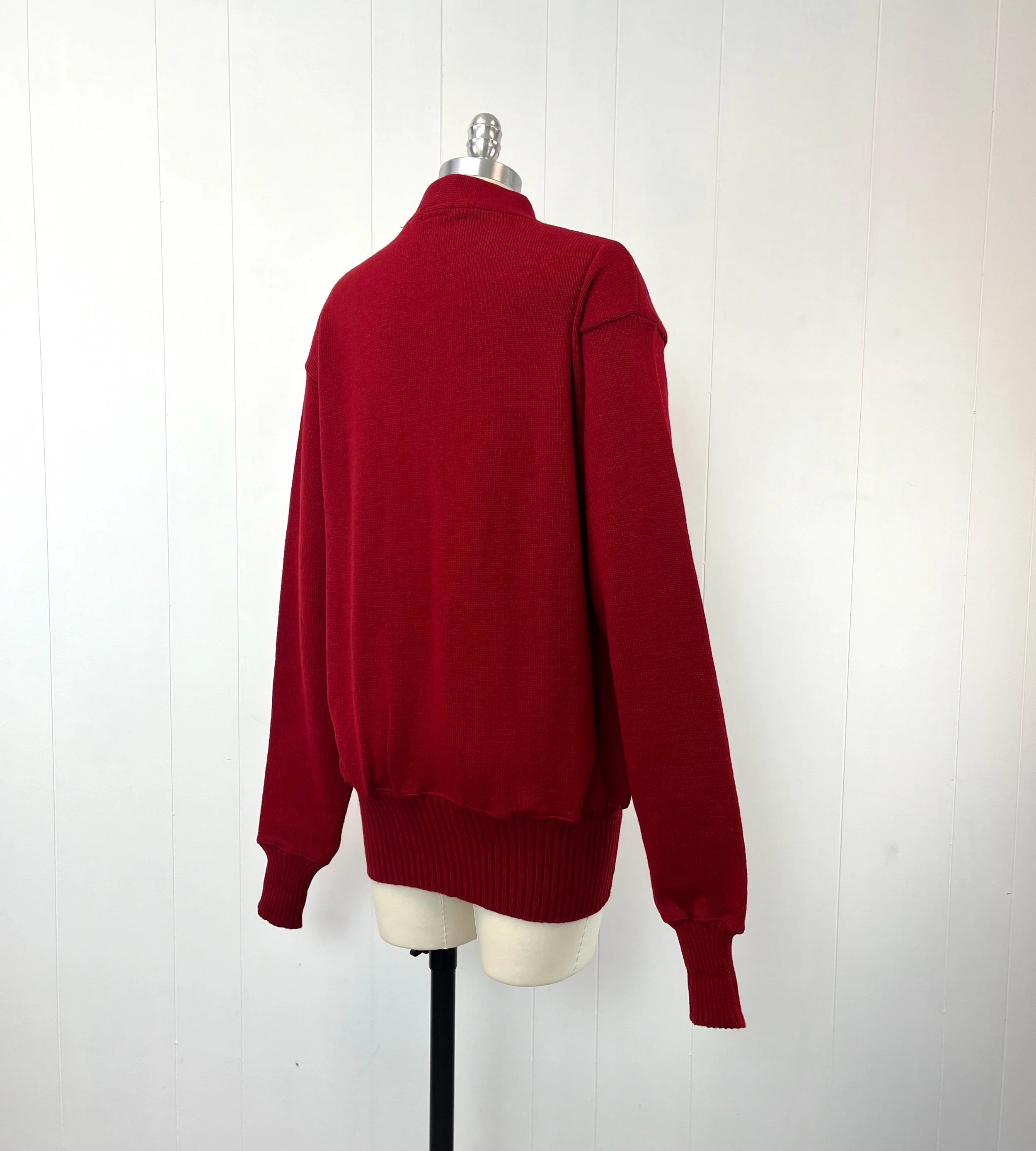 1950s 1959 Wilson Sporting Goods Red Wool Long Sleeve Pullover 