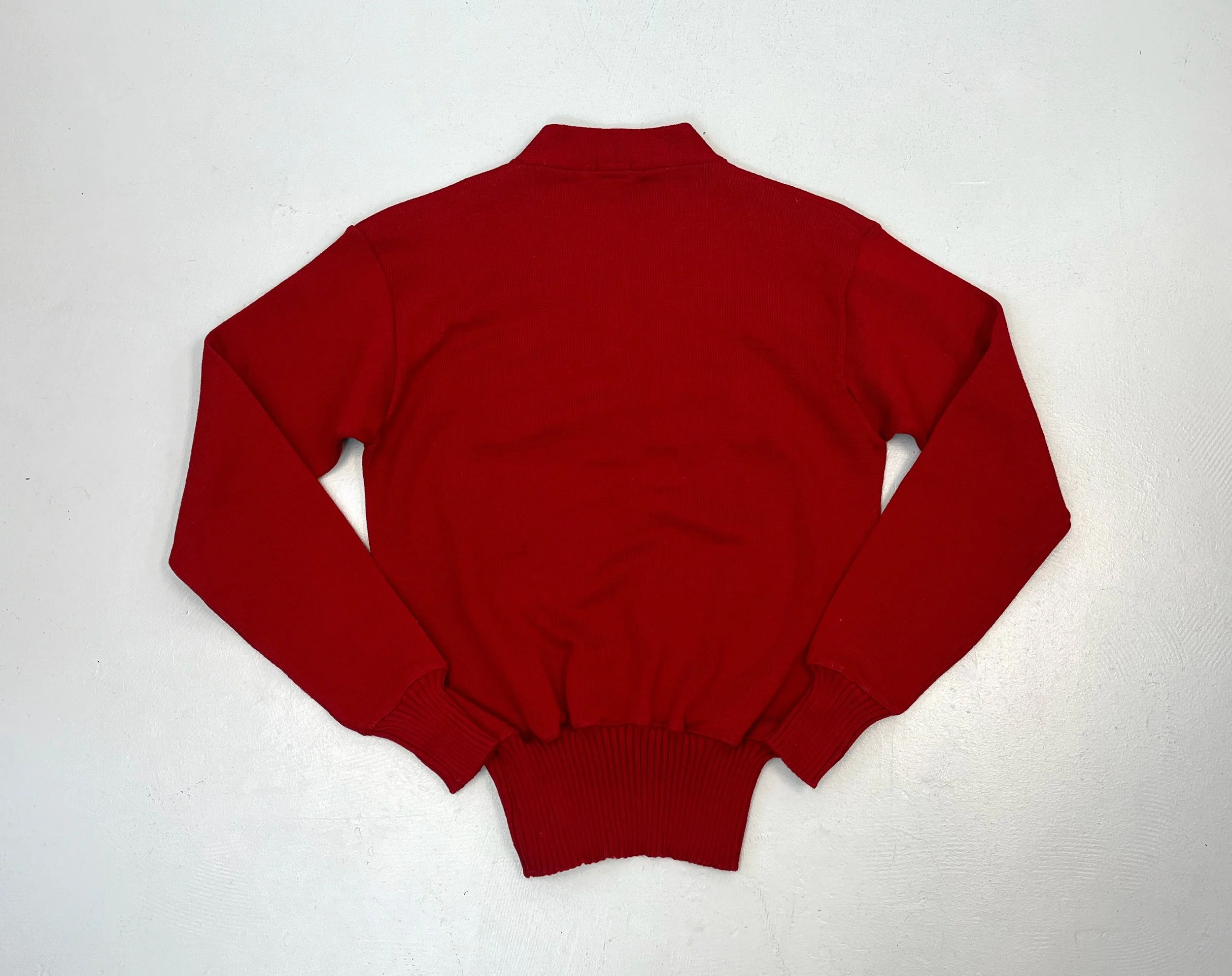 1950s 1959 Wilson Sporting Goods Red Wool Long Sleeve Pullover