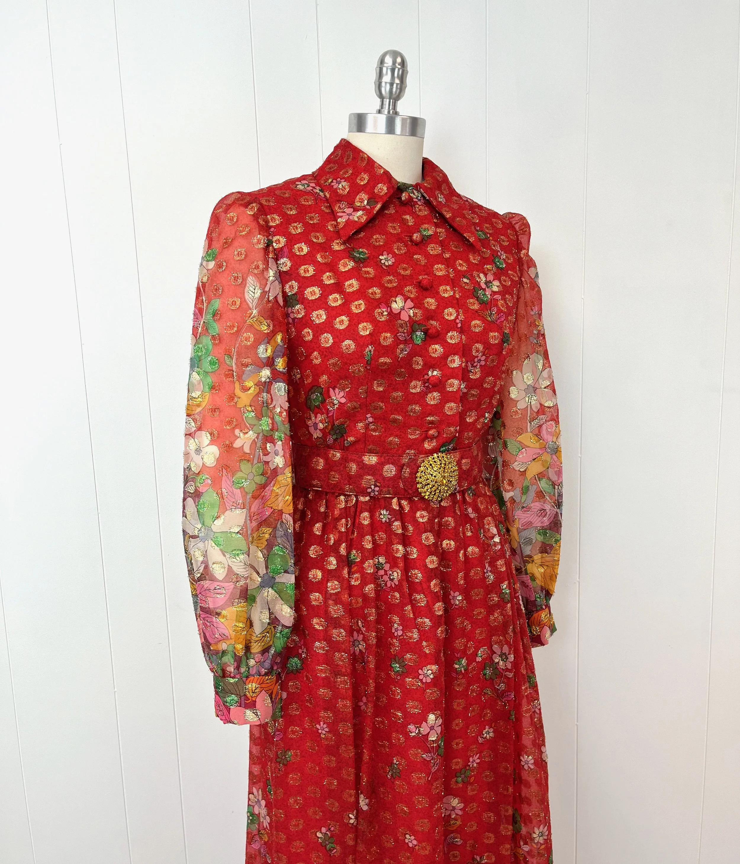 slim fit dress slacks Crinkle Foil Wrap Dress In Fuchsia Gold main image 0