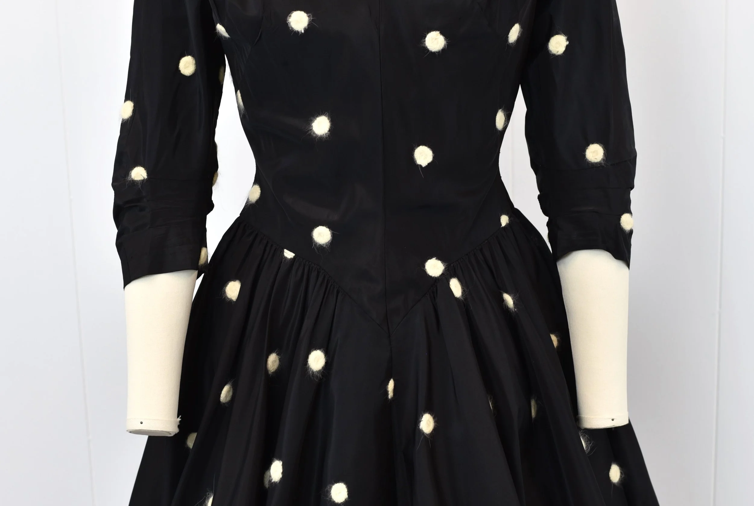 1950s black and white polka dot dress Rare 1950s New Look Polka Dot Dress / 1950s Formal Party Dress  Muse