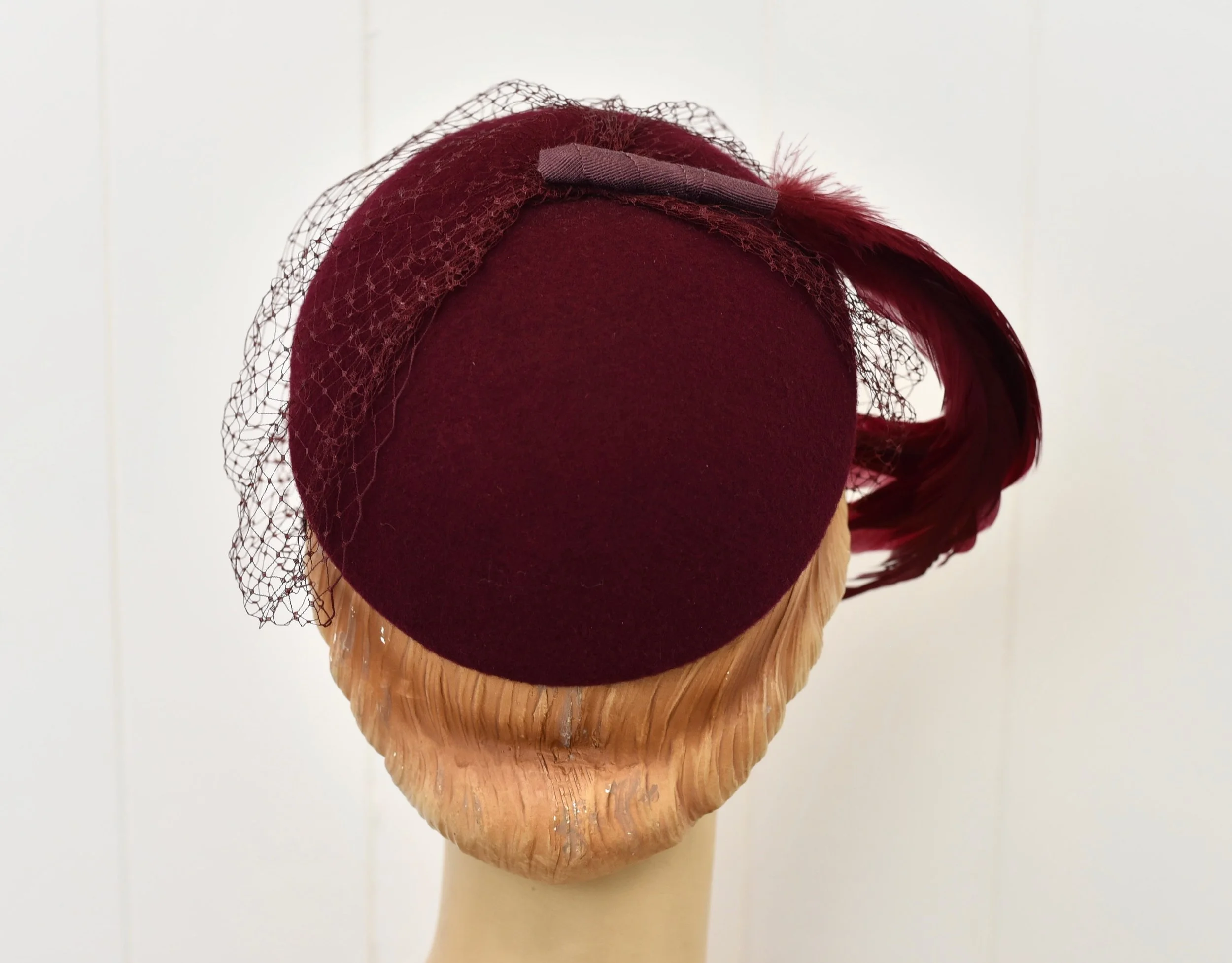 Fabini New York Vintage Red Pillbox Hat Birdcage Veil Grosgrain Bow Fascinator il_fullxfull.3093405991_io5k.jpg main image 3