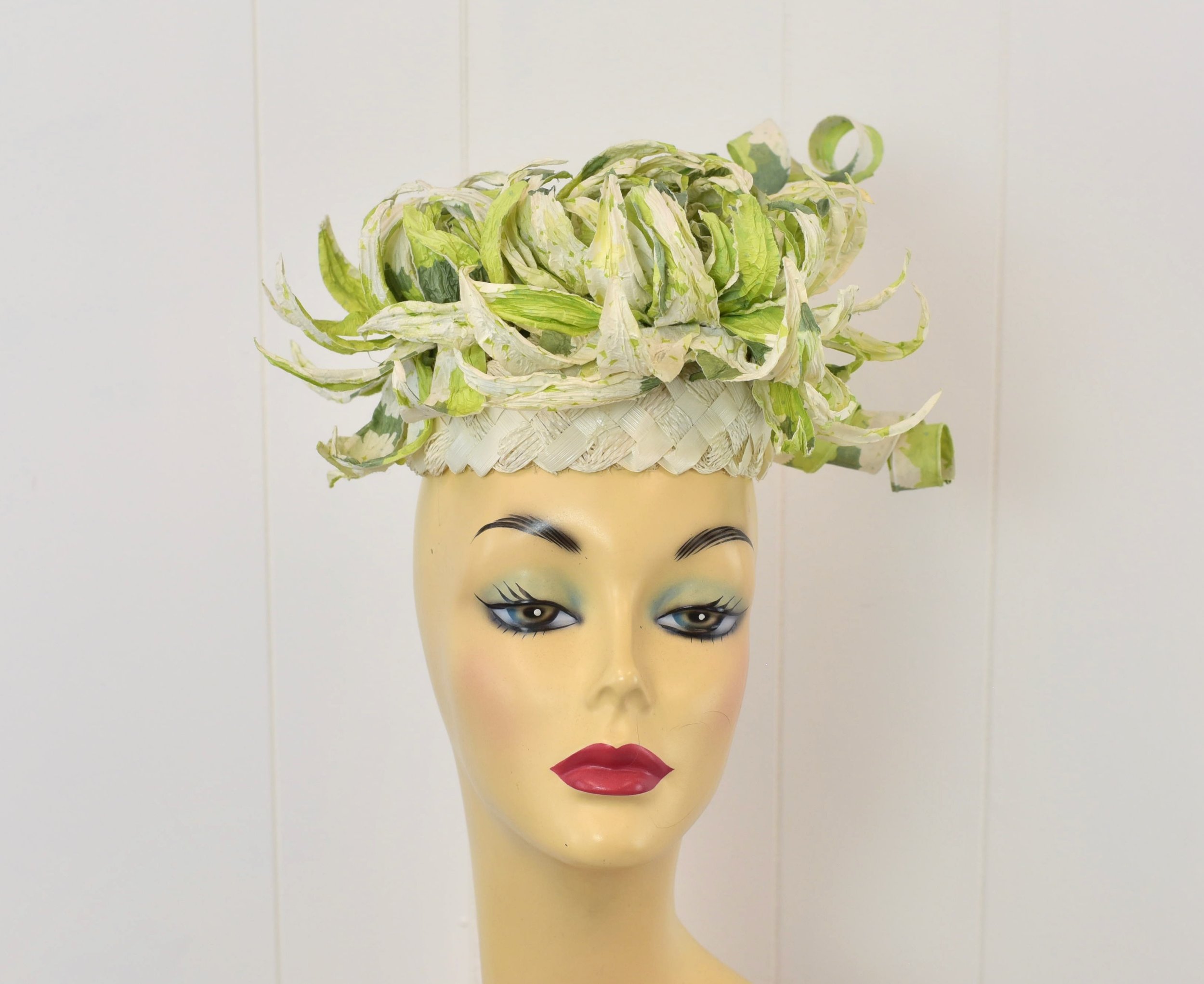 Vintage Style Green Hat Chiffon Covered Crown Of Flowers Garden Tea FRCOLOR Charming Fascinator Hat for Women Elegant Headband  main image 2