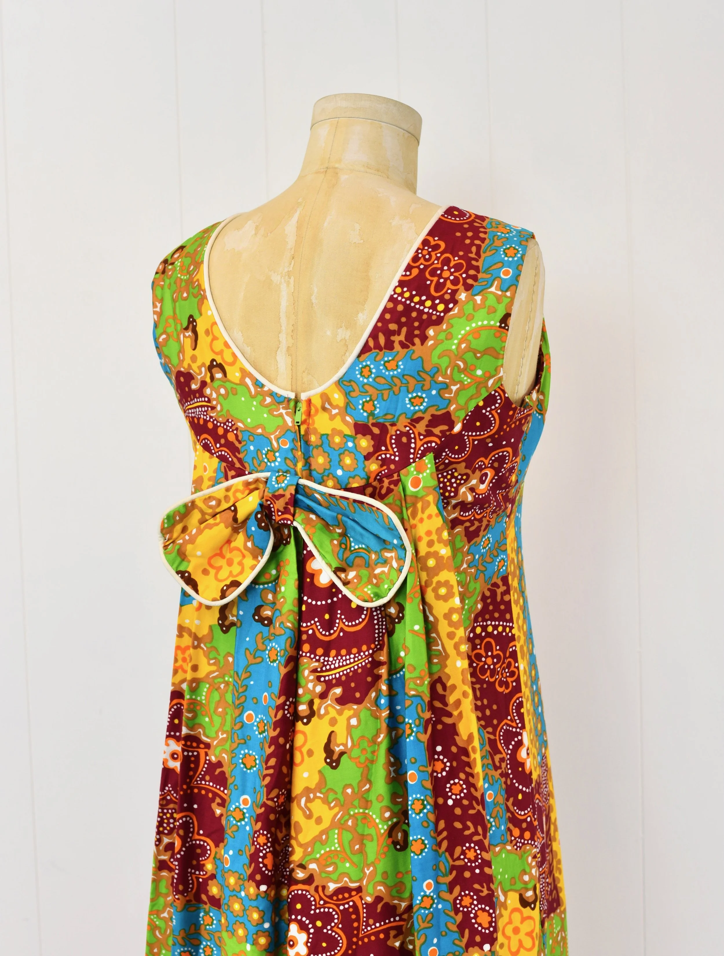 1960s Patchwork Floral Print Colorful Cotton Charlotta of