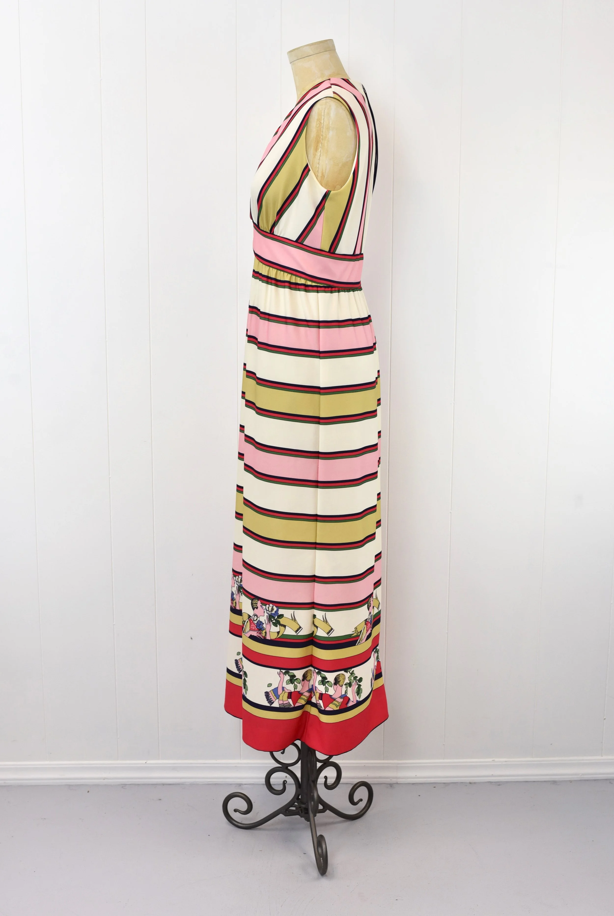 leslie fay maxi dress Vintage 1960's Fit & Flare Leslie Fay Sleeveless Maxi Dress