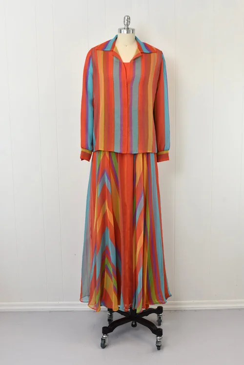 ワンピース 70s striped multiple buttons maxi dress 70s striped multiple buttons maxi dress