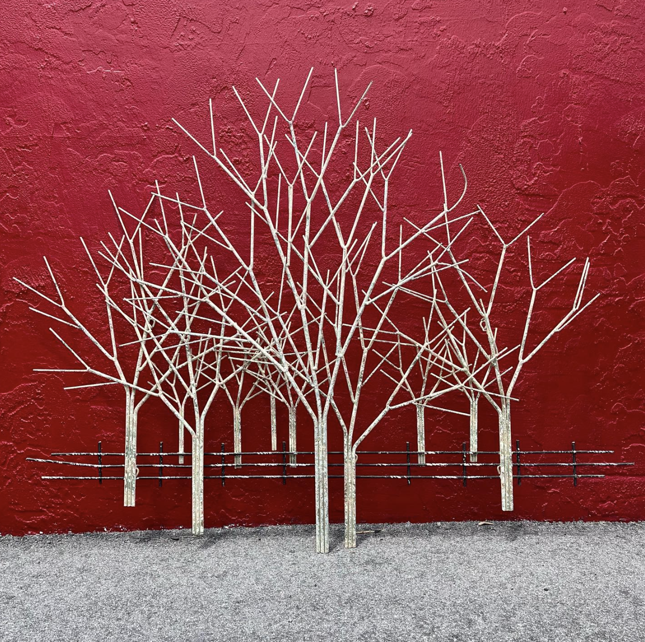Vintage Curtis Jere Winter Trees Painted Metal Mid Century Modern 