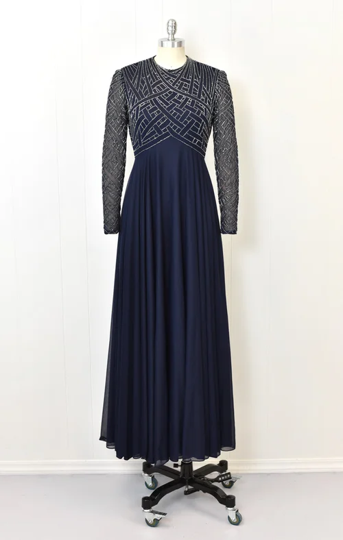 slim fit dress slacks Size 6 Black Evening Dress - Audrey Style 1960s Empire Waist Gown main image 0