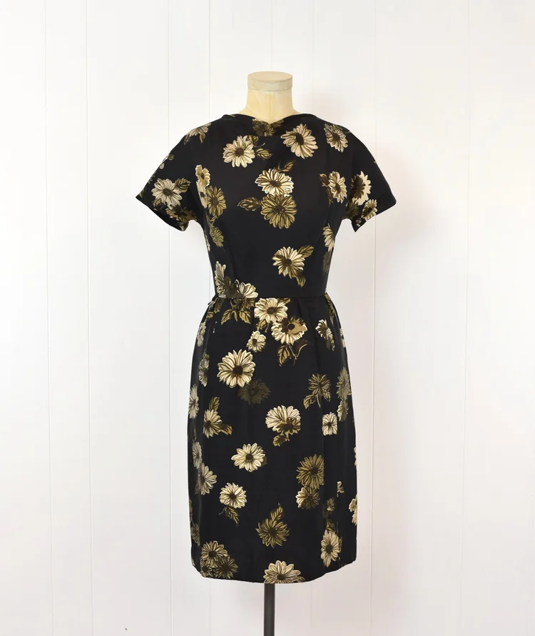 green emerald velvet dress Elegant 1960s Black Crepe Cocktail Dress – Muse